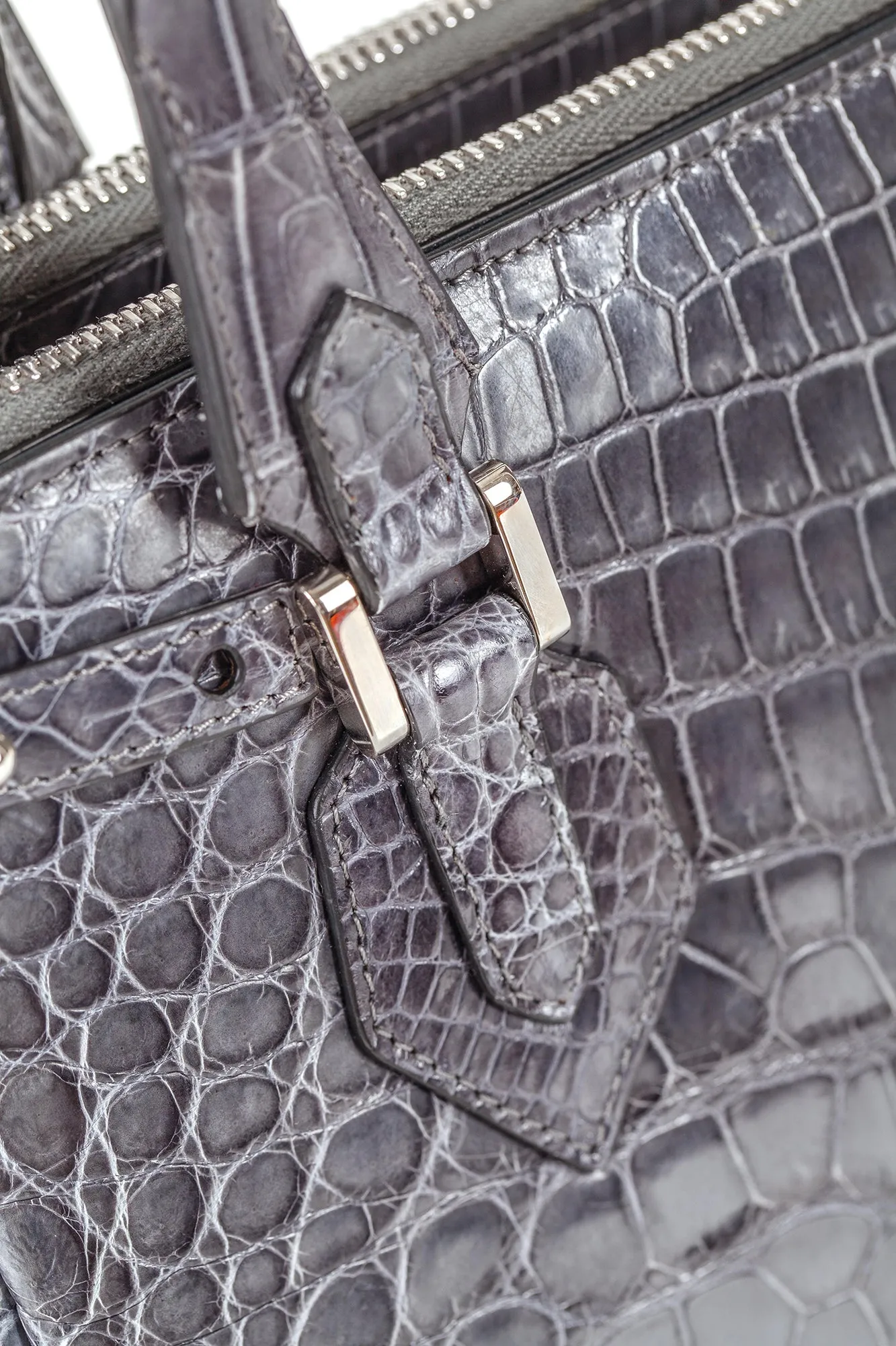 30-657-GRY THE JULIETTE Gracen Nile Crocodile Handbag, Gray