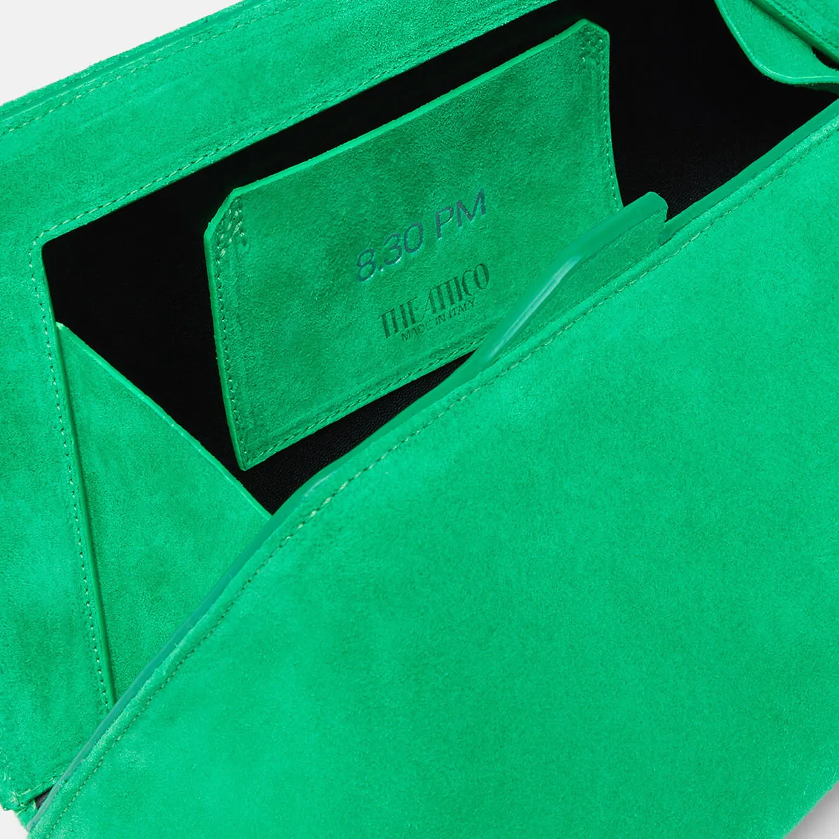 ''8.30PM'' Suede Oversized Clutch, Green