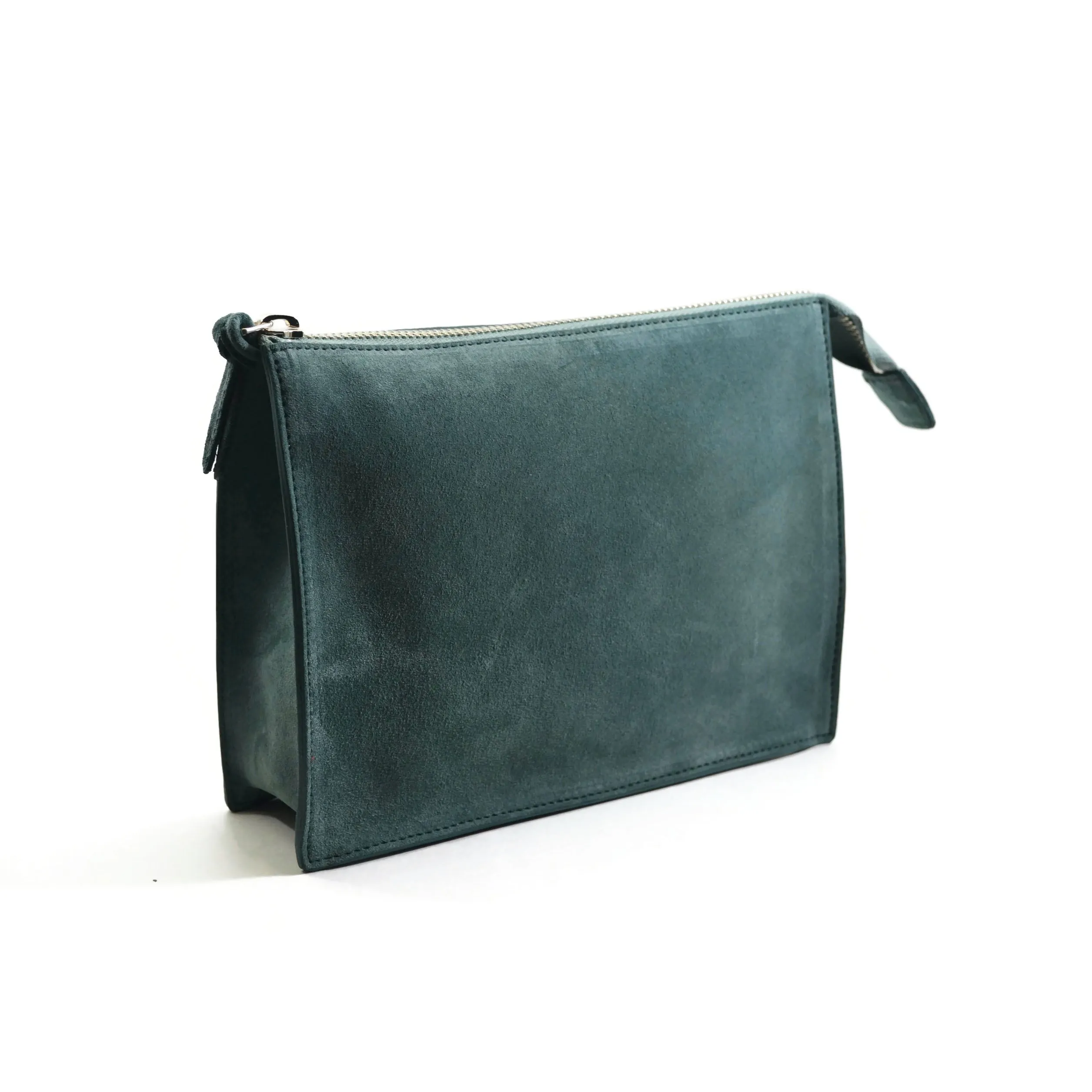 A & Furst - Medium Pouch - Handbag, Teal Green Color Suede Leather