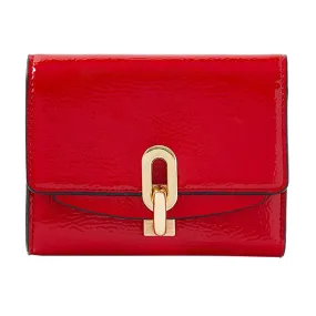 Accessorize London Women's Faux Leather Red Patent Lock Wallet Purse