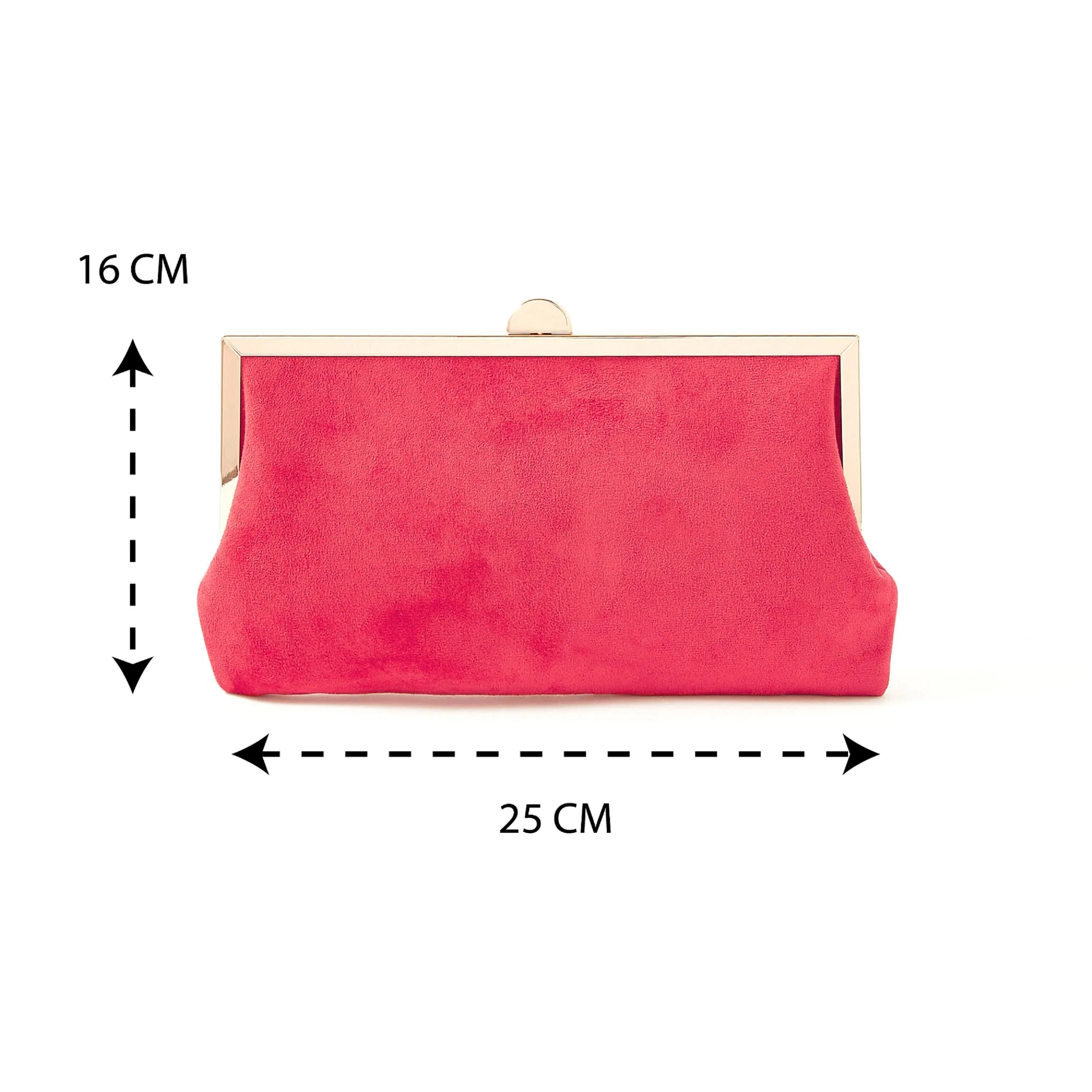 Accessorize London Women's Faux Leather Red Suedette Clip Frame Bag