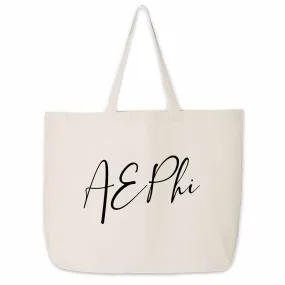 Alpha Epsilon Phi Script Writing Nickname Canvas Tote Bag