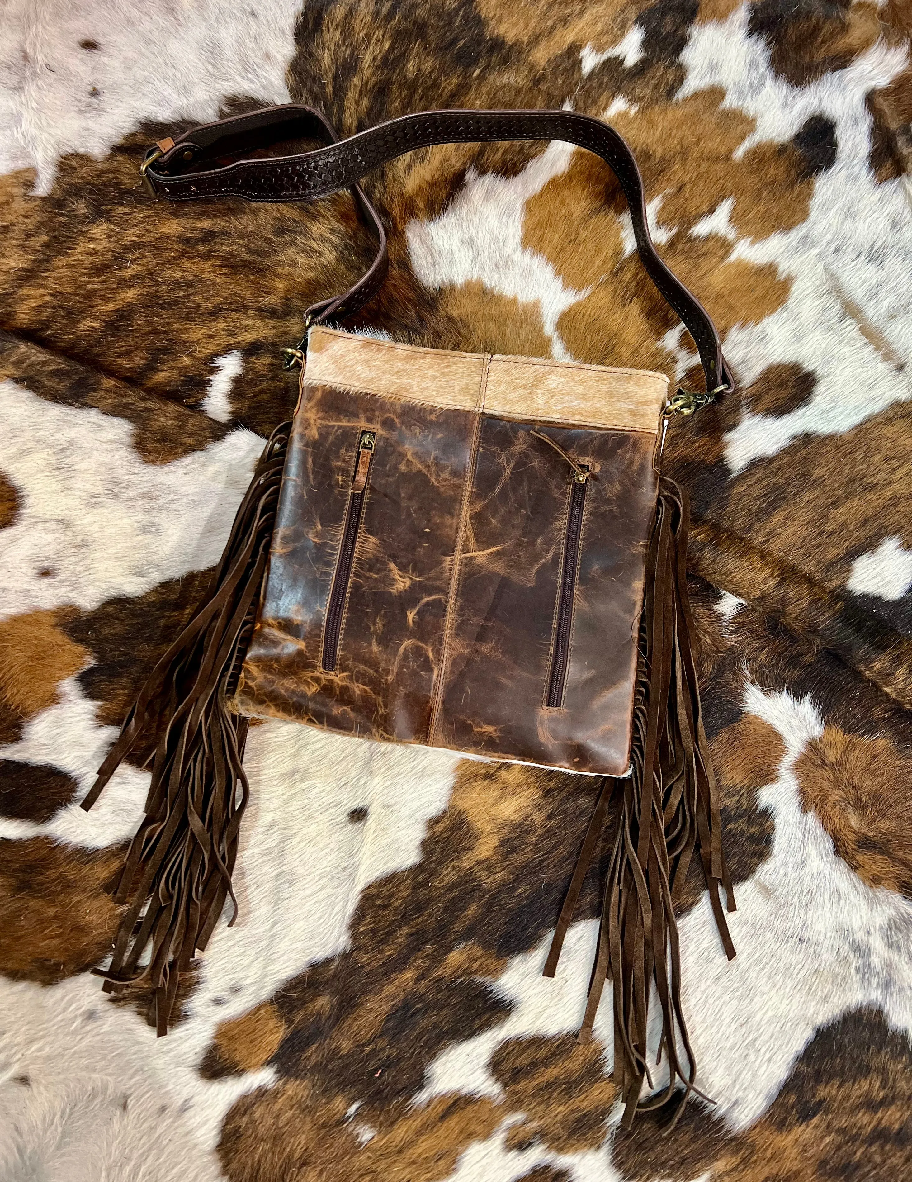 American Bison Cowhide Crossbody Purse