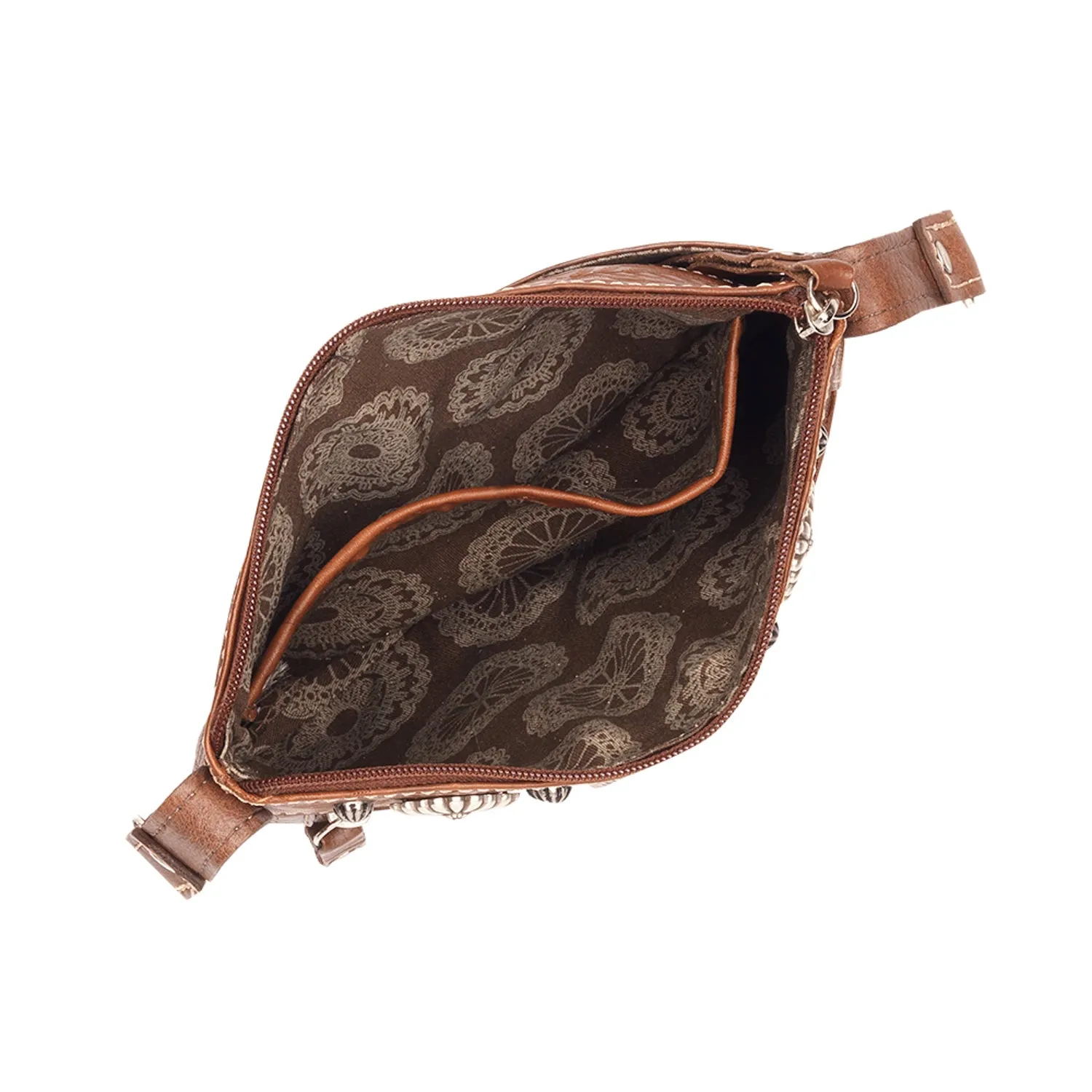 American West Midnight/Copper Leather Trail Rider Crossbody Bag