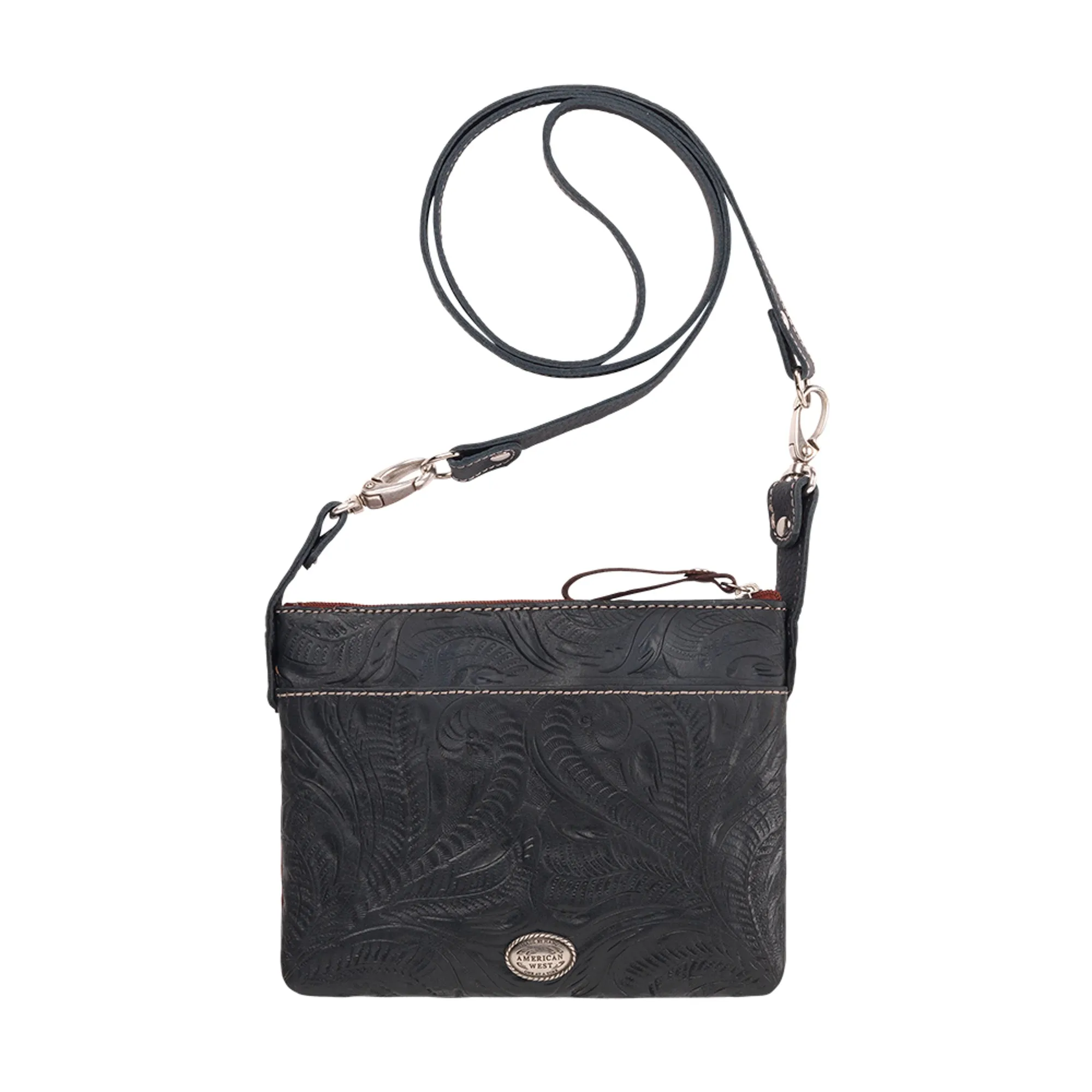 American West Trail Rider Navy Blue Leather Hip Crossbody Bag