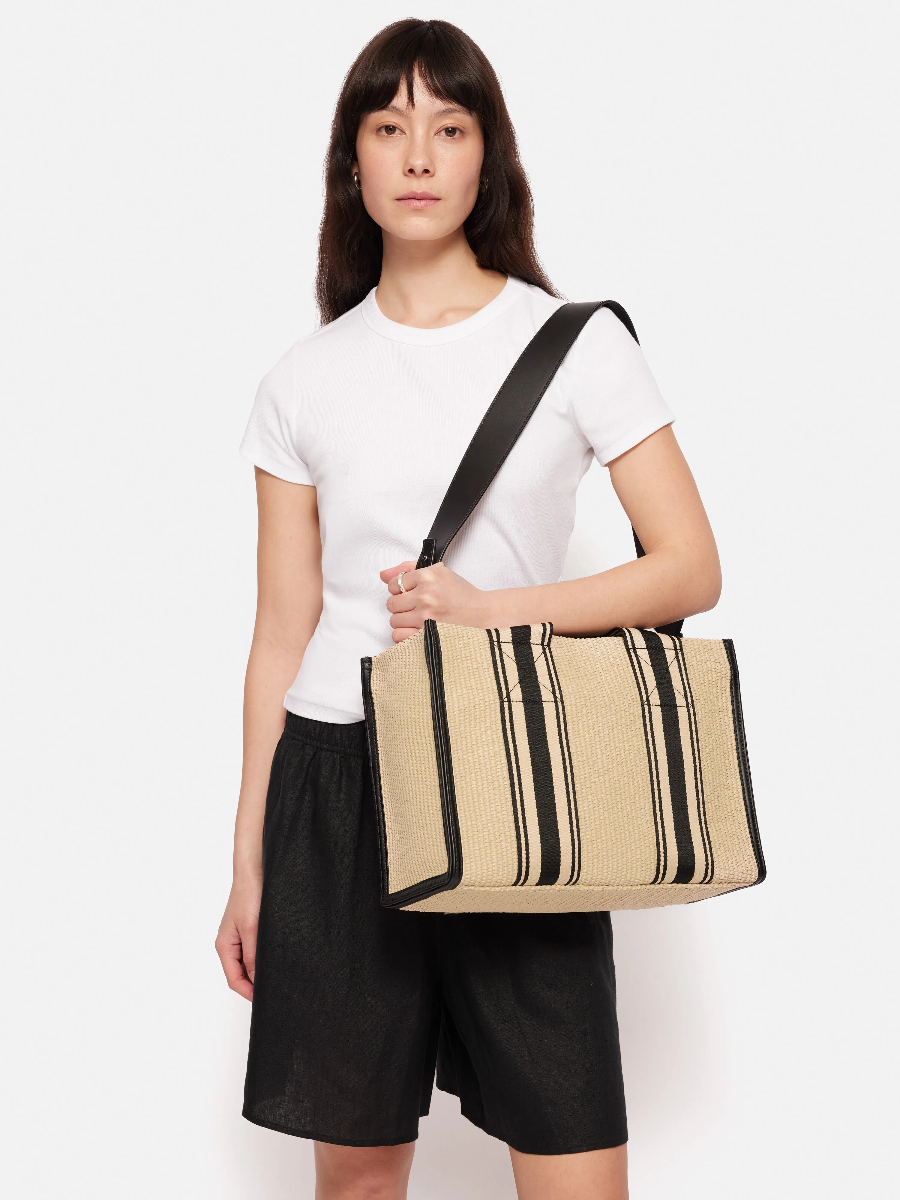 Athena Stripe Woven Tote | Natural