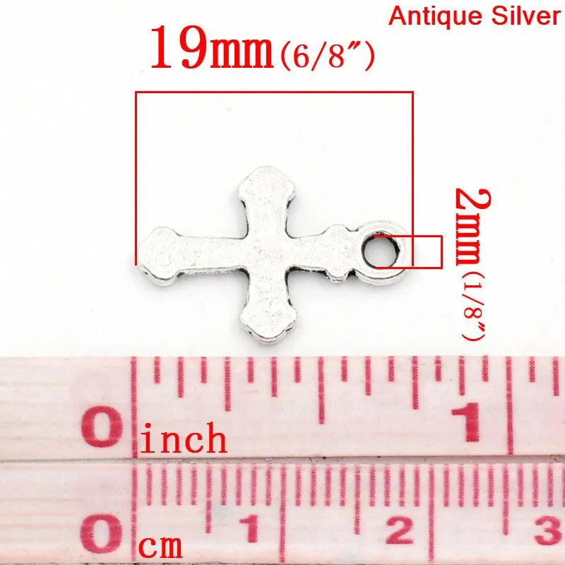 AVBeads Cross Charms Silver 19mm x 13mm Metal Charms 10pcs