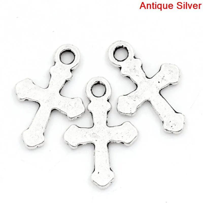 AVBeads Cross Charms Silver 19mm x 13mm Metal Charms 10pcs