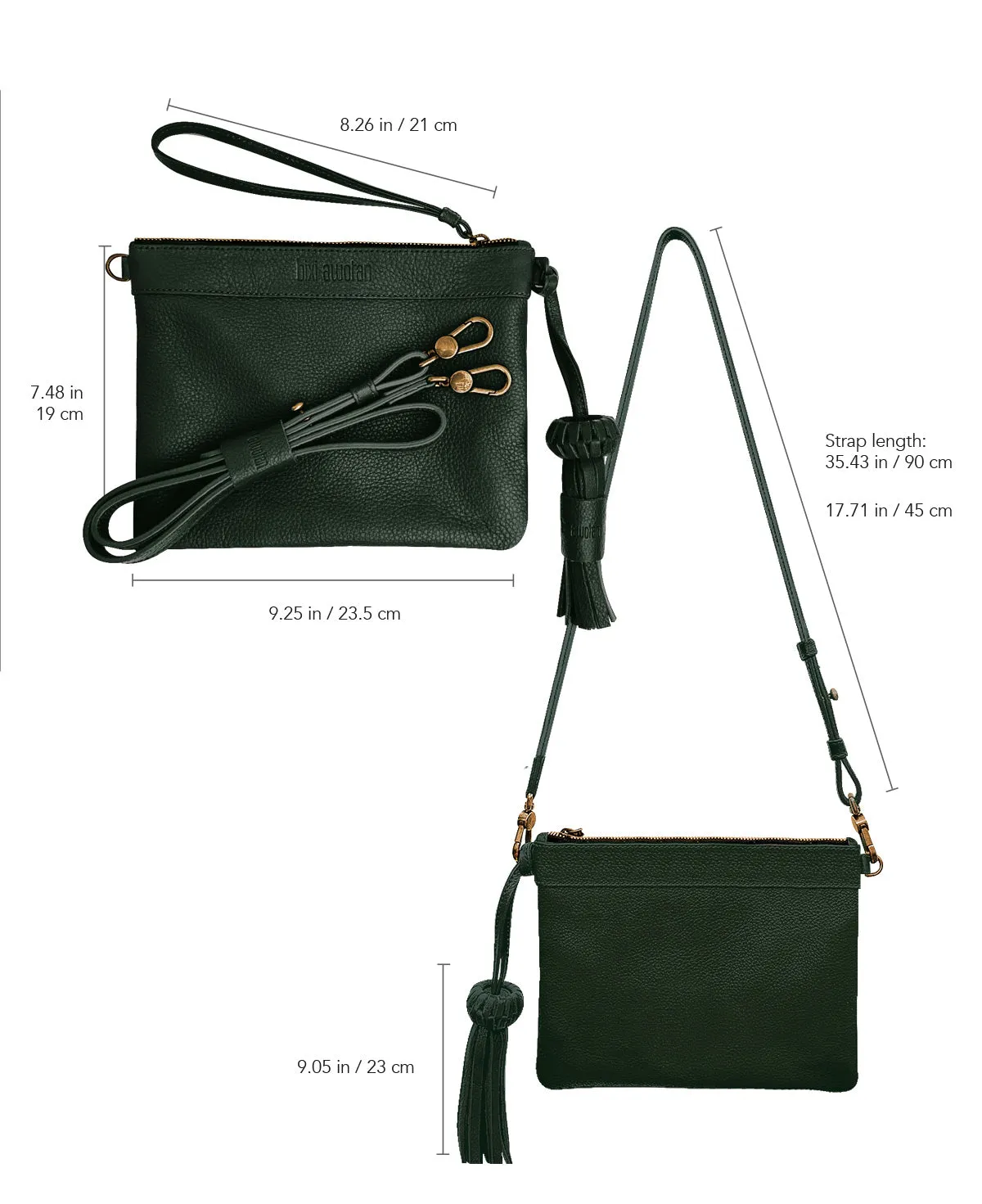 Camila Green Leather Clutch - Crossbody