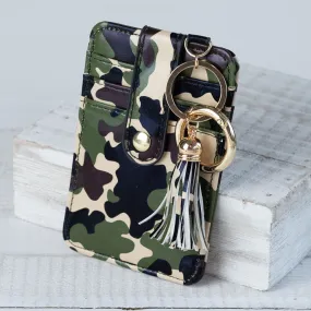 Candace Keychain Card Wallet-Green Camo