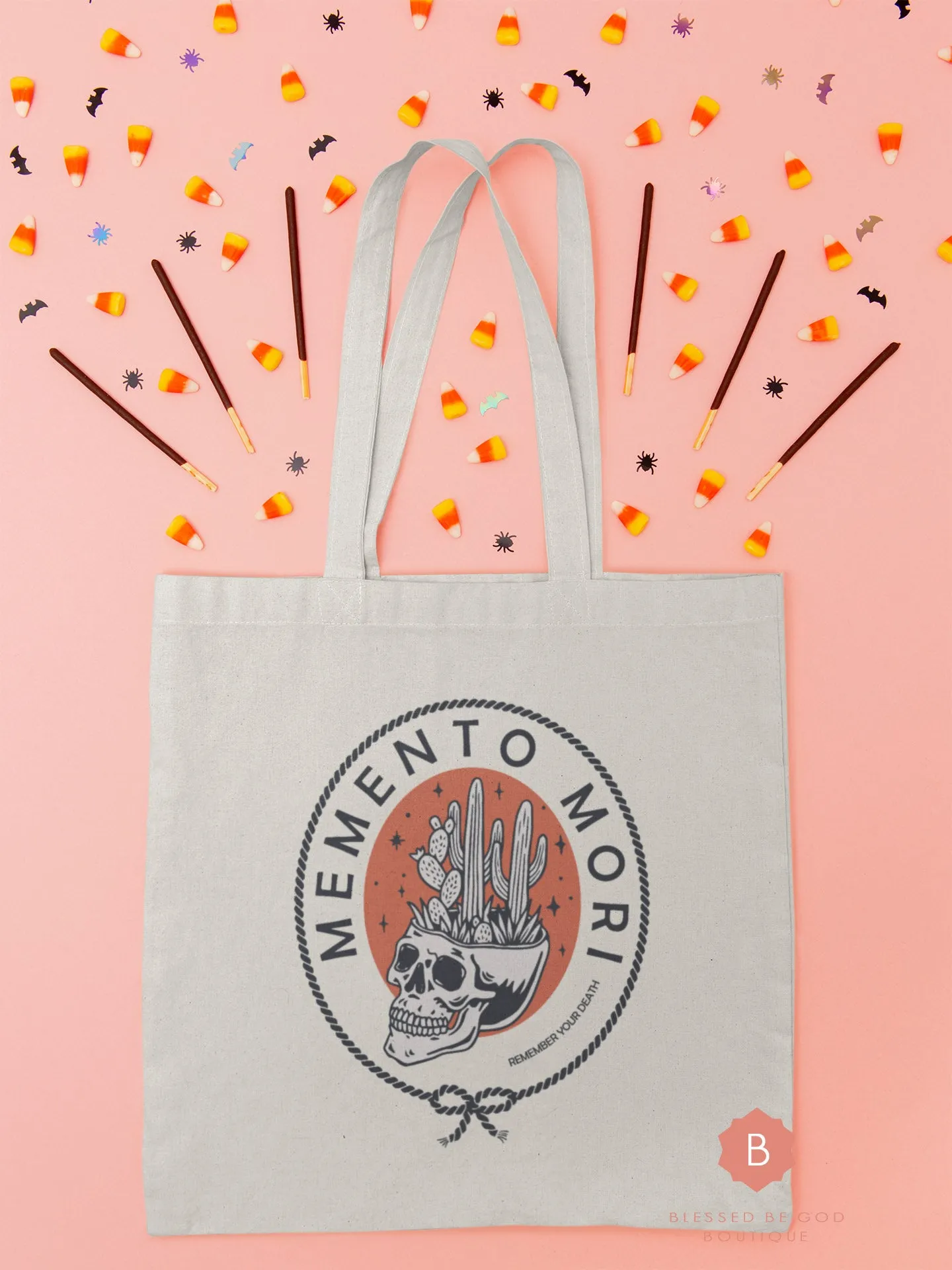 Catholic Canvas Tote, Memento Mori