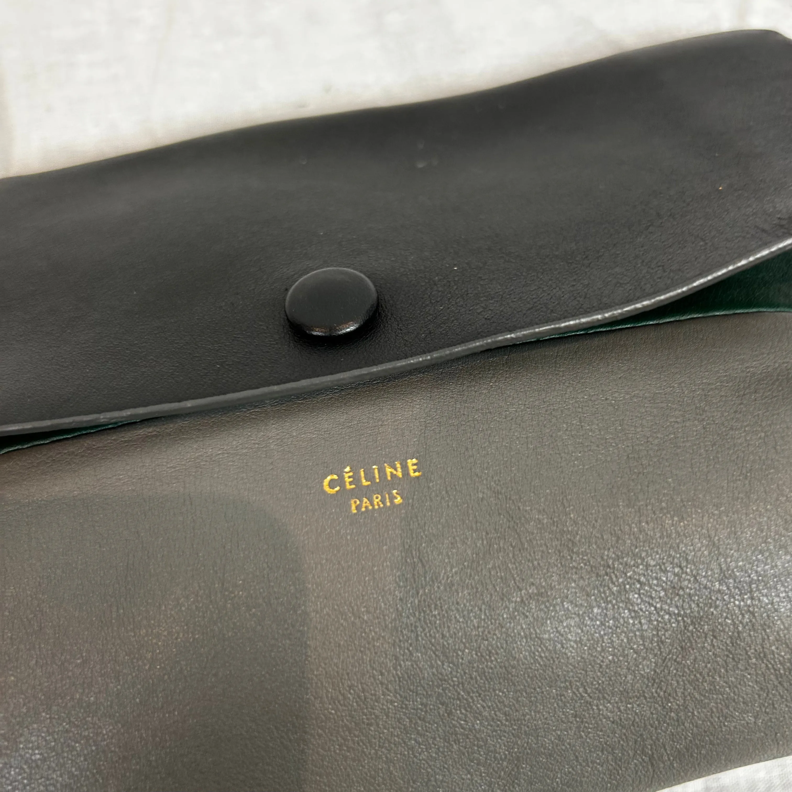 Celine Grey & Black Colourblock Leather Clutch Bag