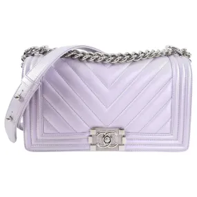 Chanel Iridescent Light Purple Medium Chevron Quilted Boy bag