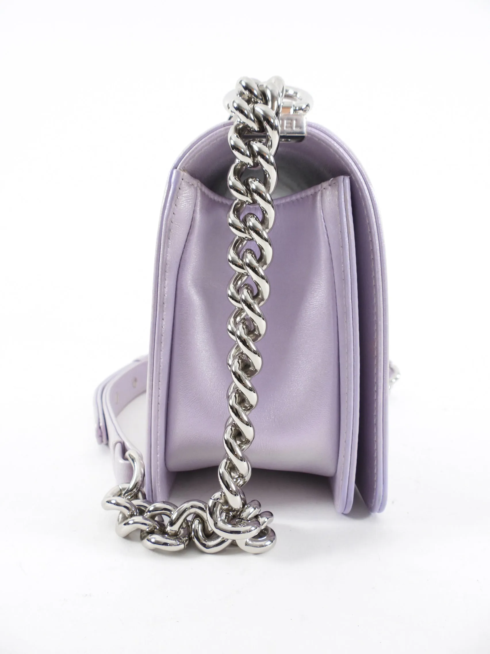 Chanel Iridescent Light Purple Medium Chevron Quilted Boy bag