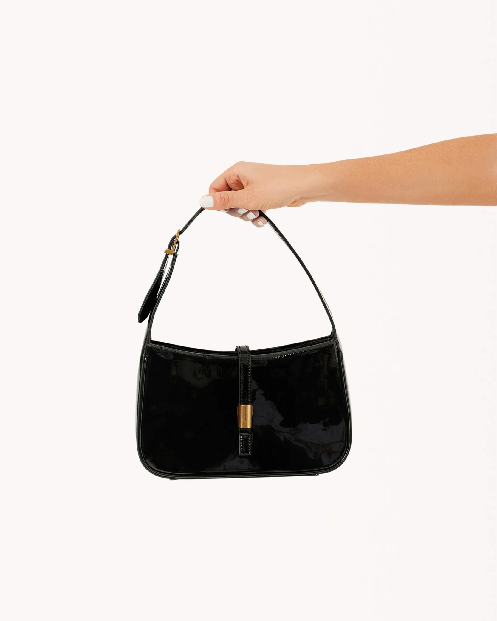 CLARA SHOULDER BAG - BLACK PATENT