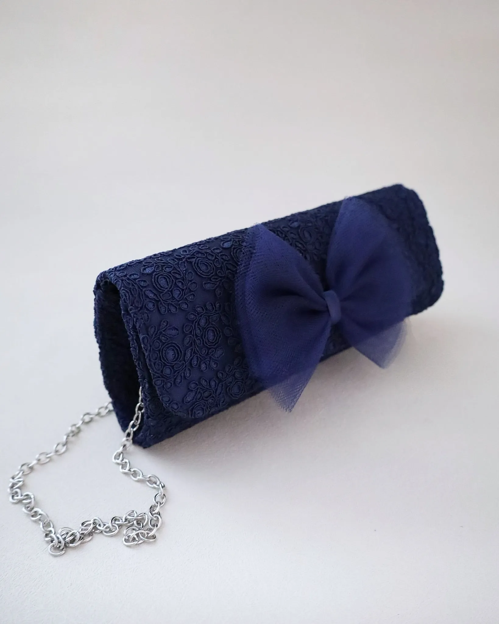 Crochet Wedding Clutch with Tulle Bow