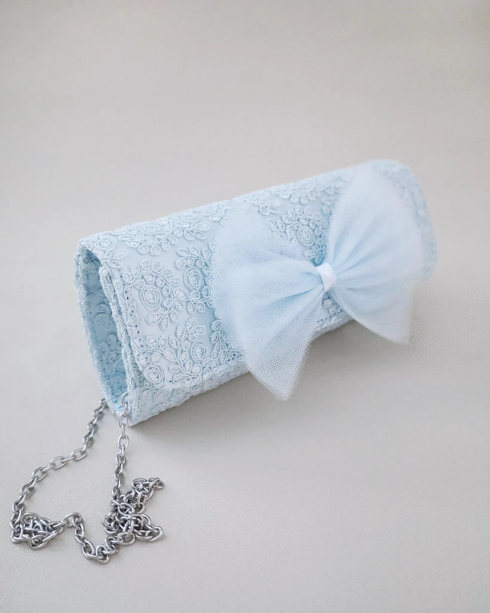 Crochet Wedding Clutch with Tulle Bow