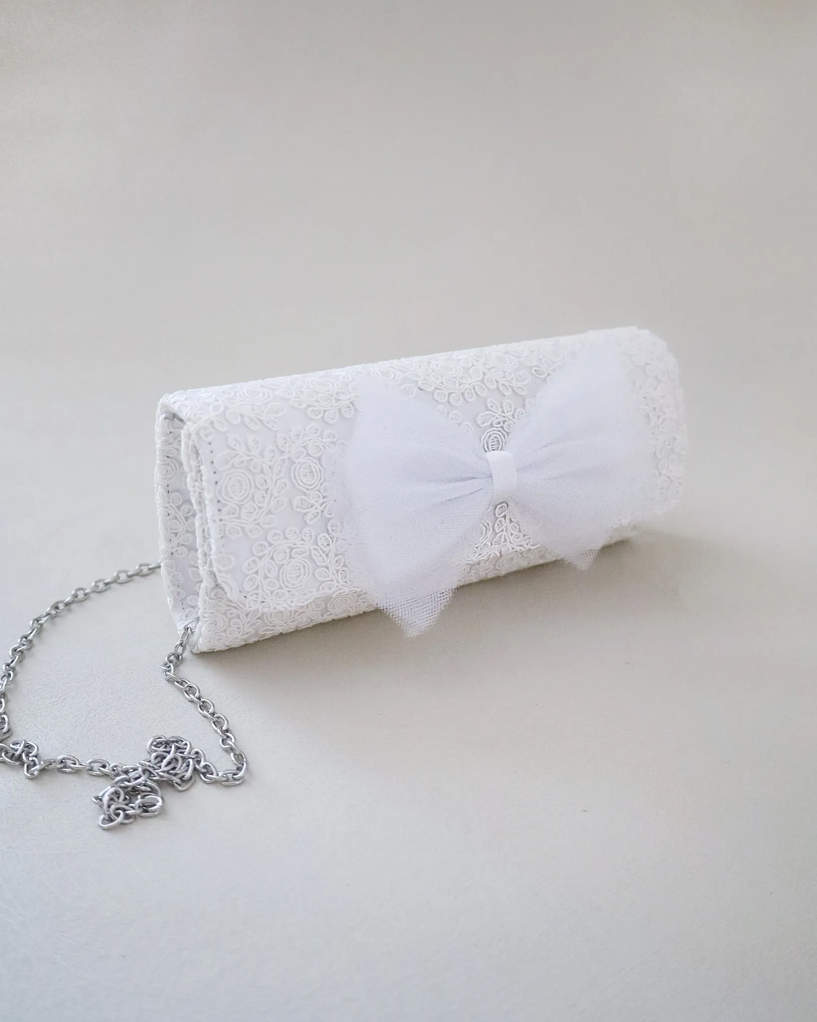 Crochet Wedding Clutch with Tulle Bow