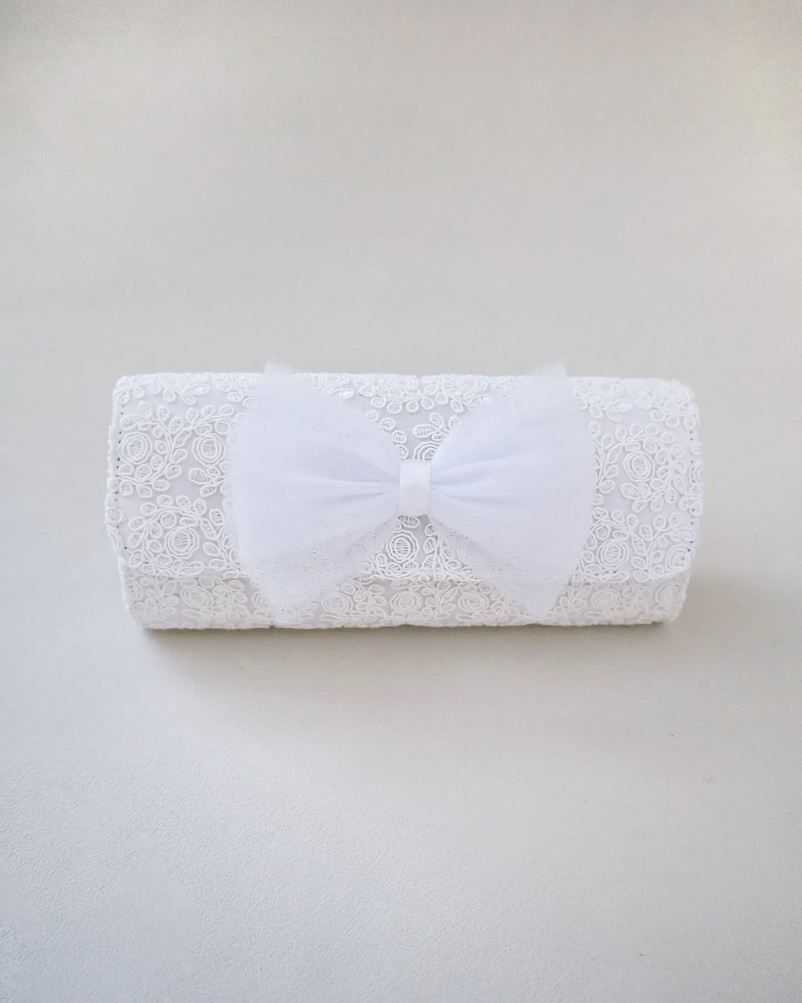 Crochet Wedding Clutch with Tulle Bow