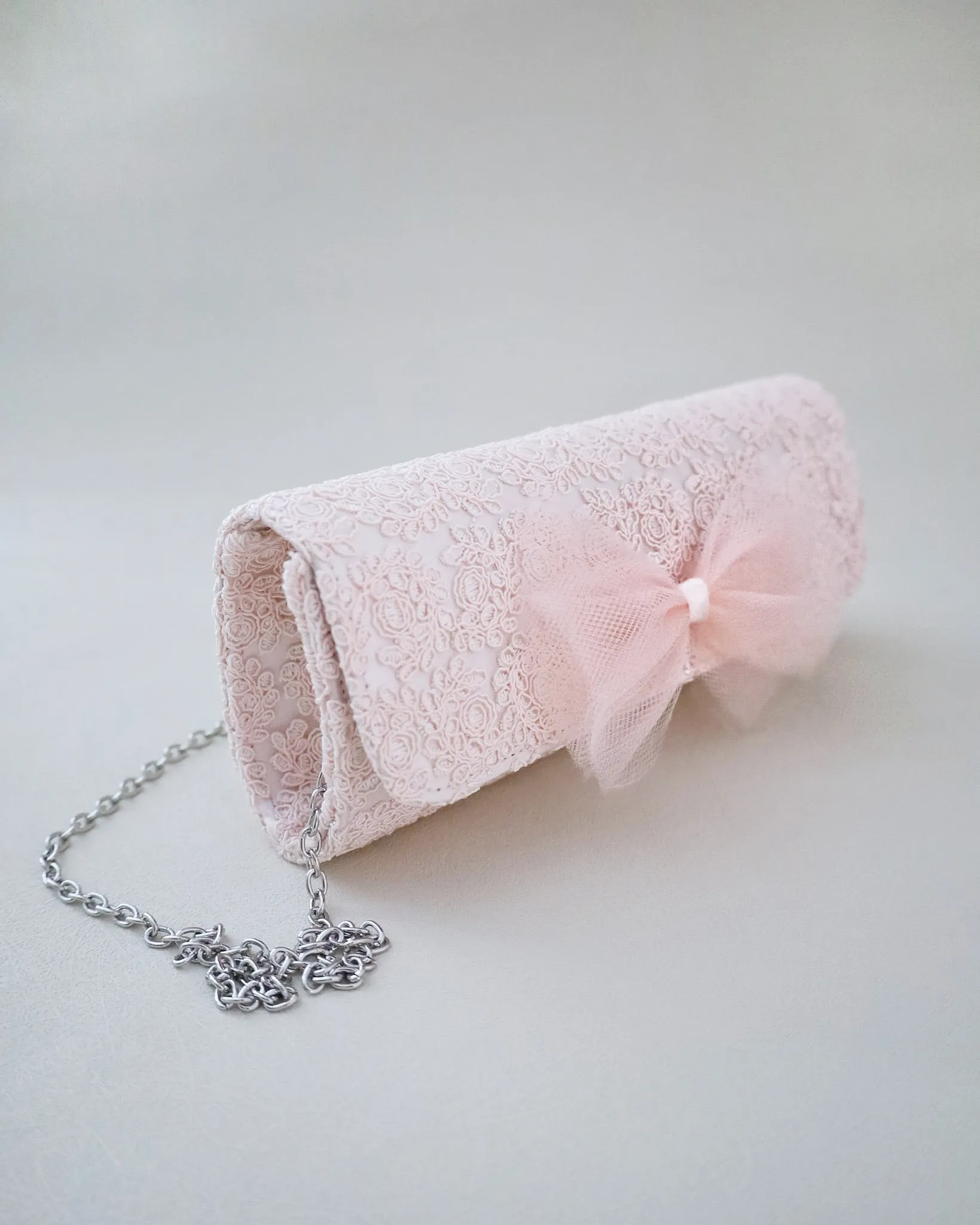 Crochet Wedding Clutch with Tulle Bow