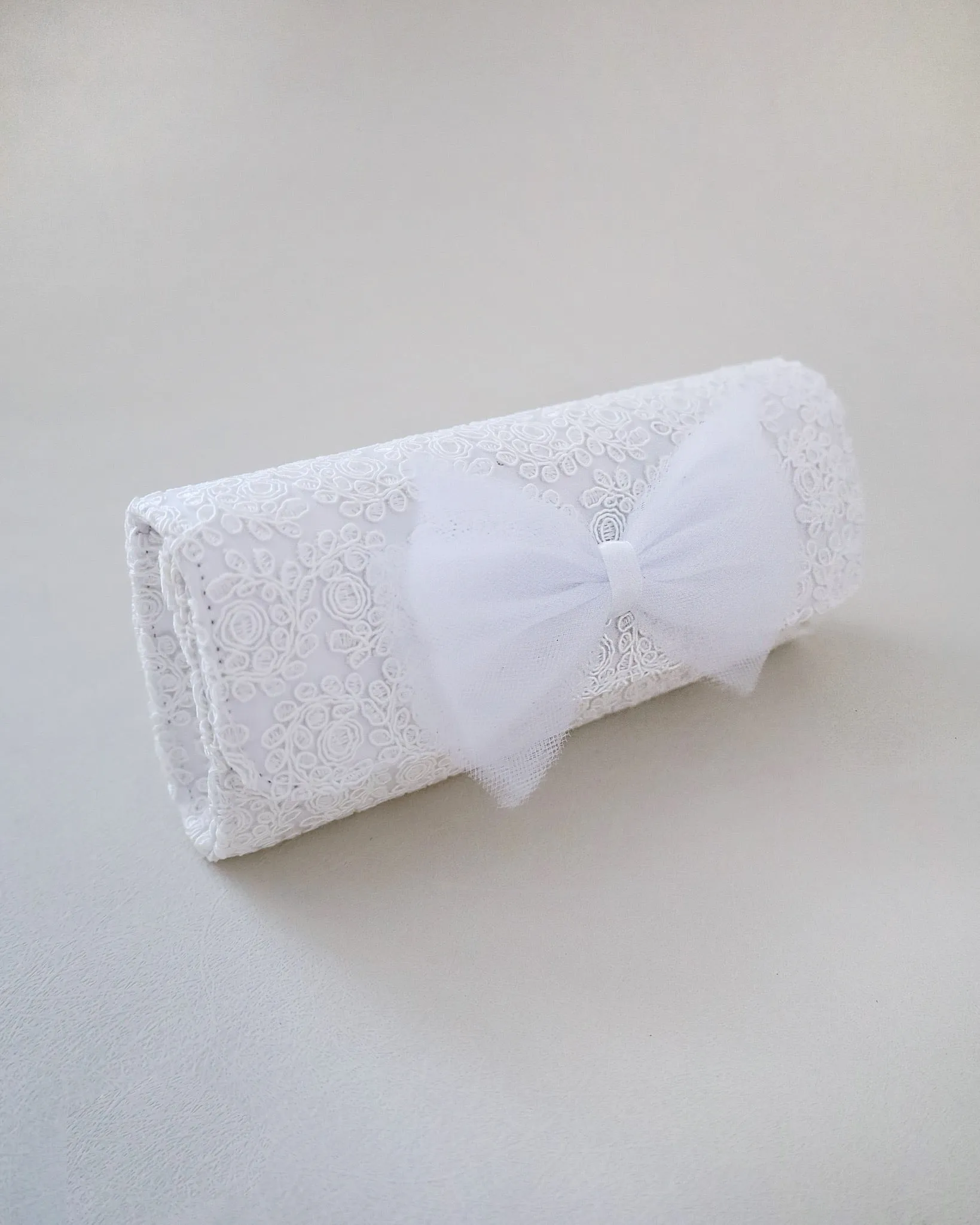 Crochet Wedding Clutch with Tulle Bow