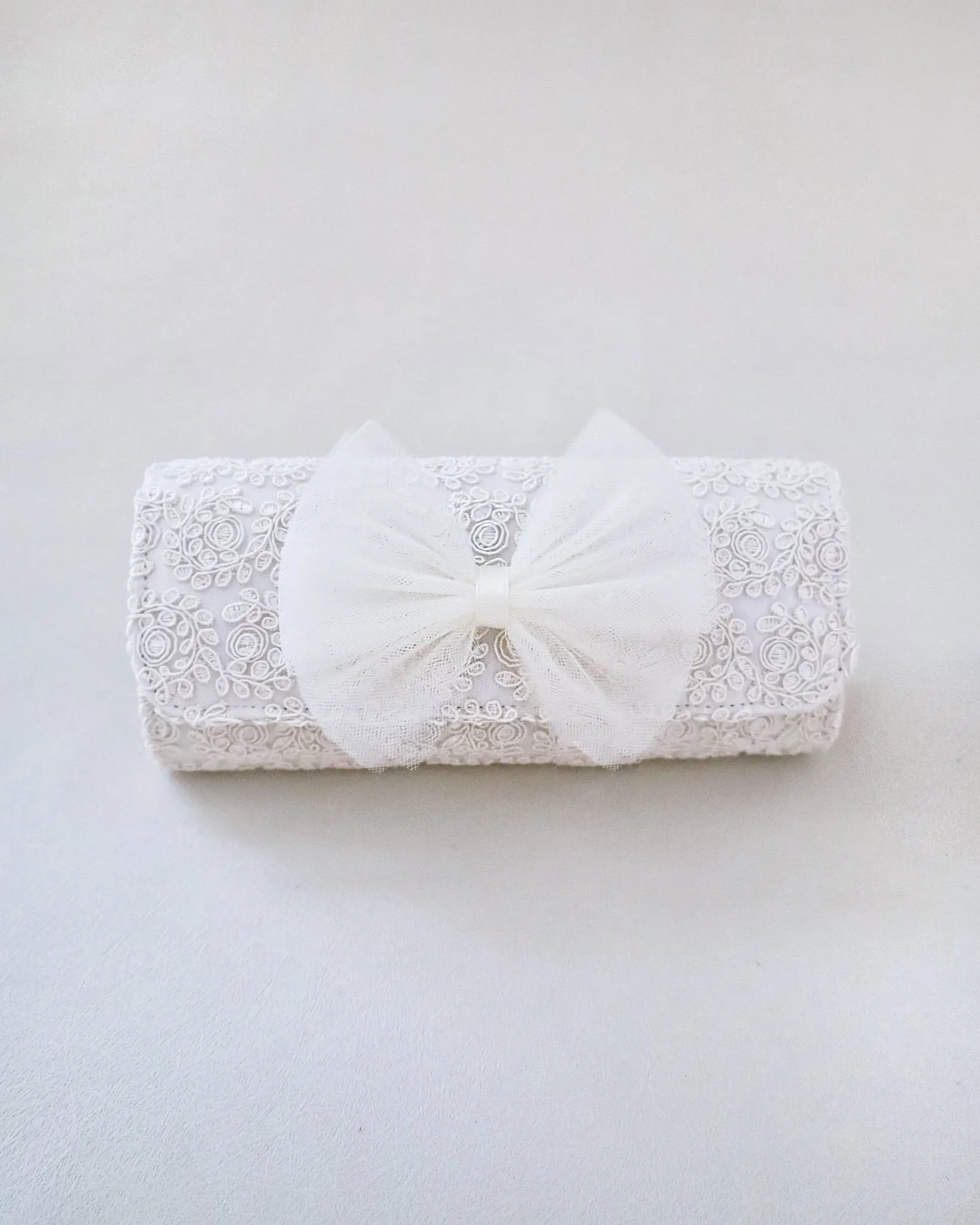 Crochet Wedding Clutch with Tulle Bow