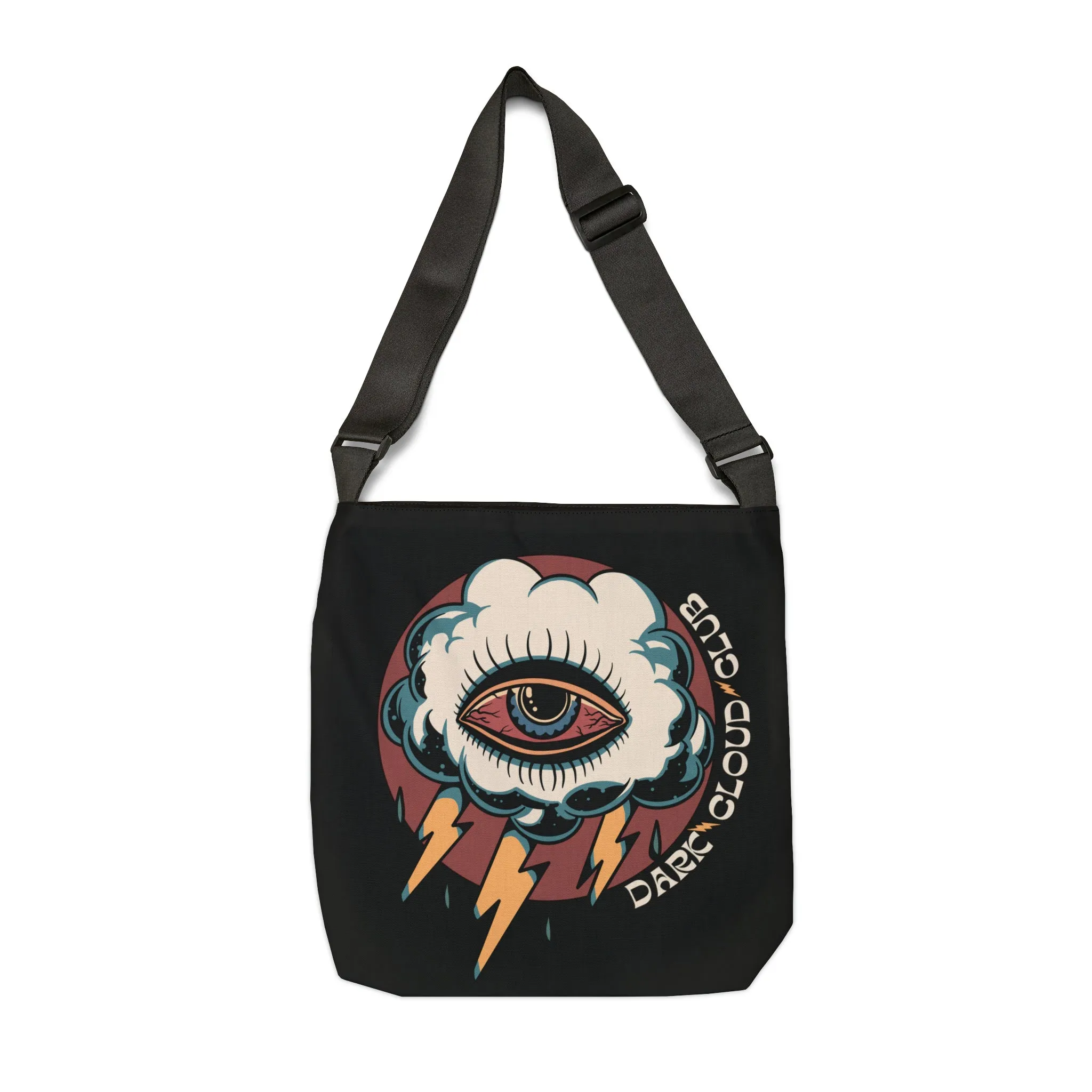 Dark Cloud Cloud Eye Lightning Tattoo Adjustable Tote Bag in Black / Vintage Old School Traditional Tattoo Flash / Punk Rock Shopping