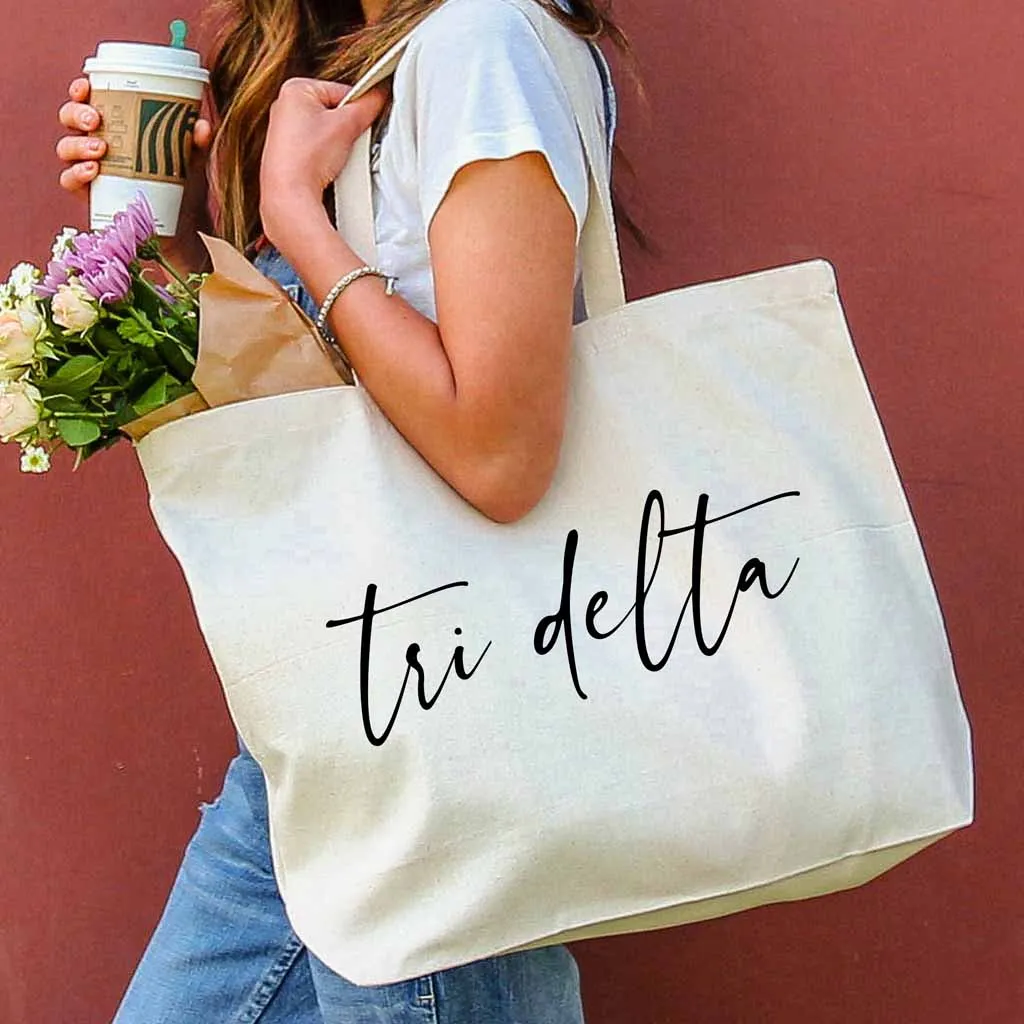 Delta Delta Delta Script Writing Nickname Canvas Tote Bag