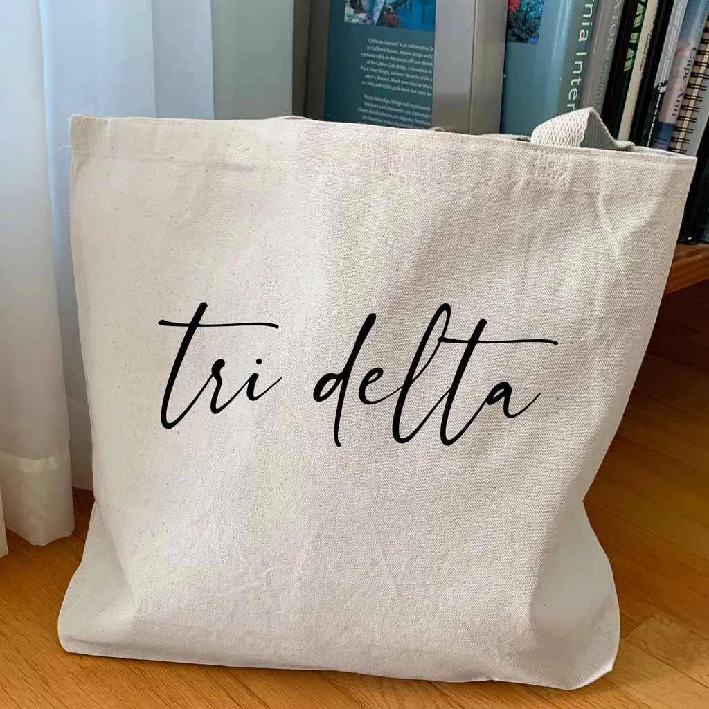 Delta Delta Delta Script Writing Nickname Canvas Tote Bag