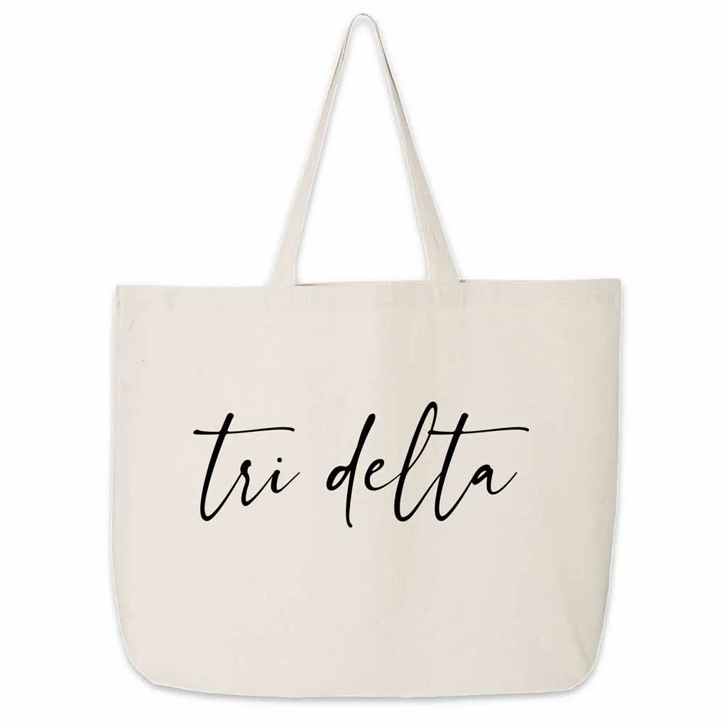 Delta Delta Delta Script Writing Nickname Canvas Tote Bag