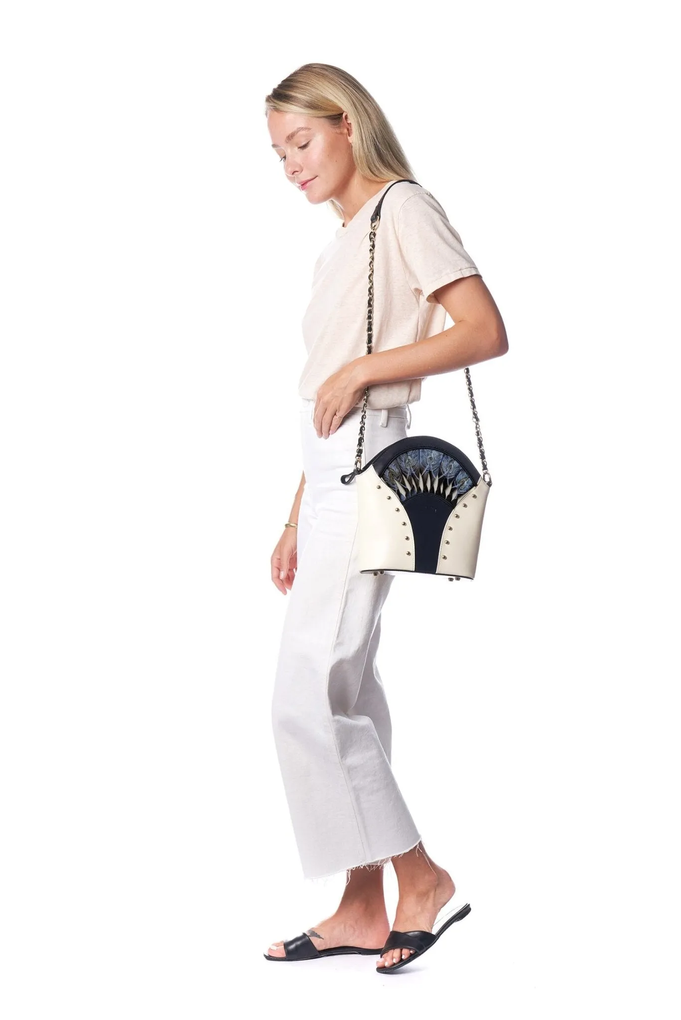 Feather White Shoulder Bag