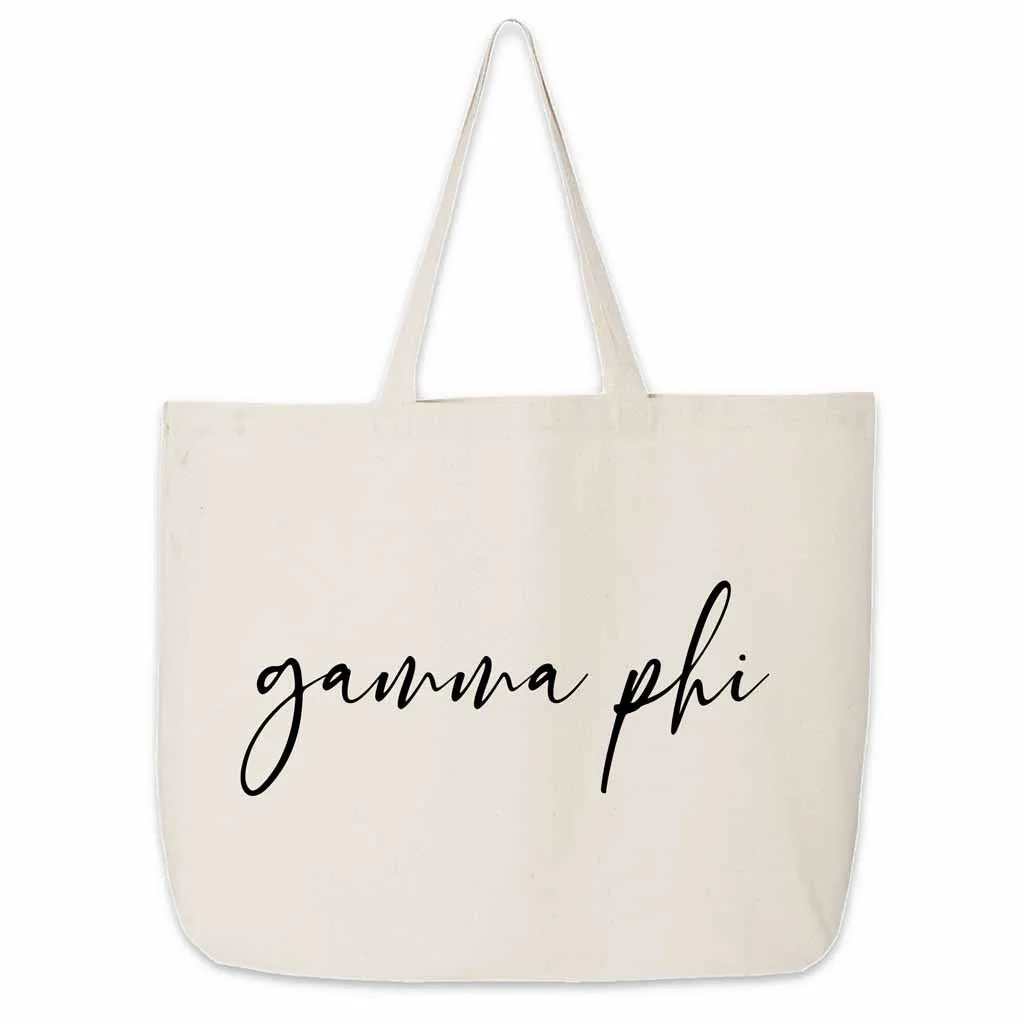 Gamma Phi Beta Script Writing Nickname Canvas Tote Bag