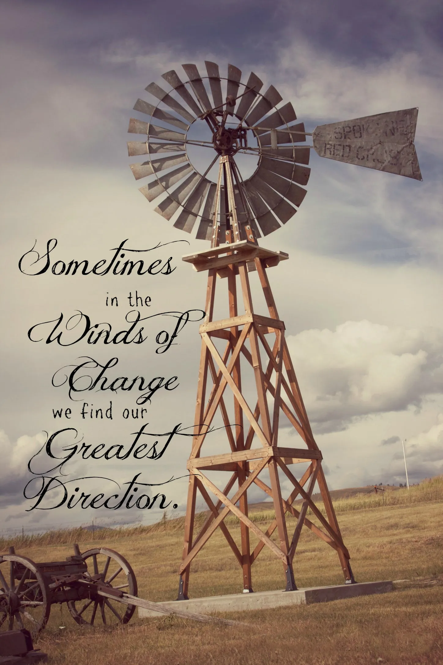 Inspirational Western Photo Art Card-Winds of Change, Windmill