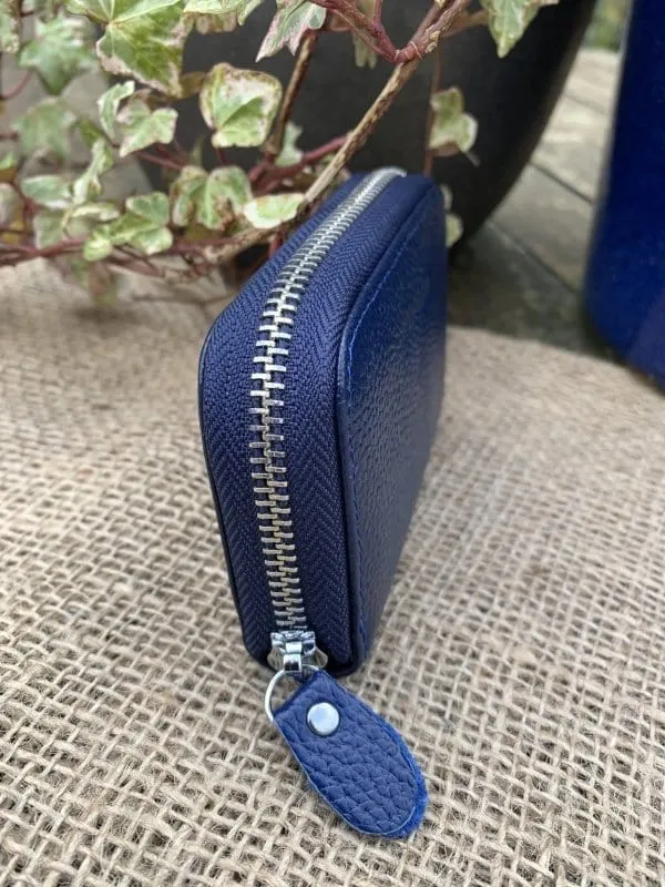 Leather Card Holder Purse - Blue