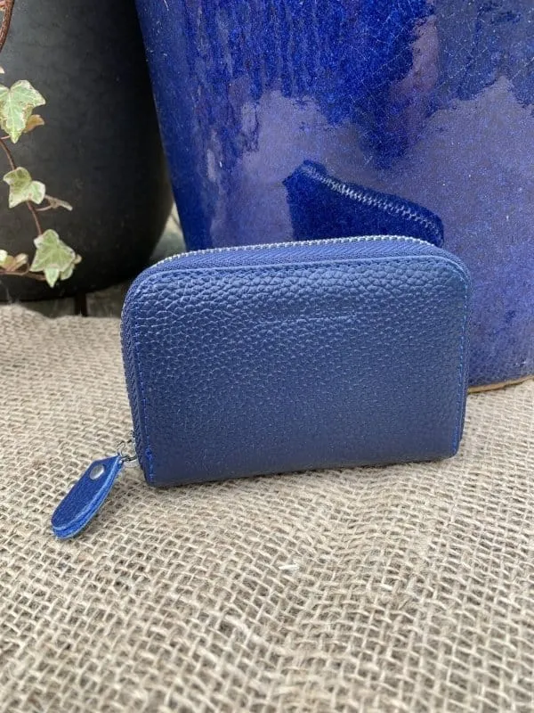 Leather Card Holder Purse - Blue