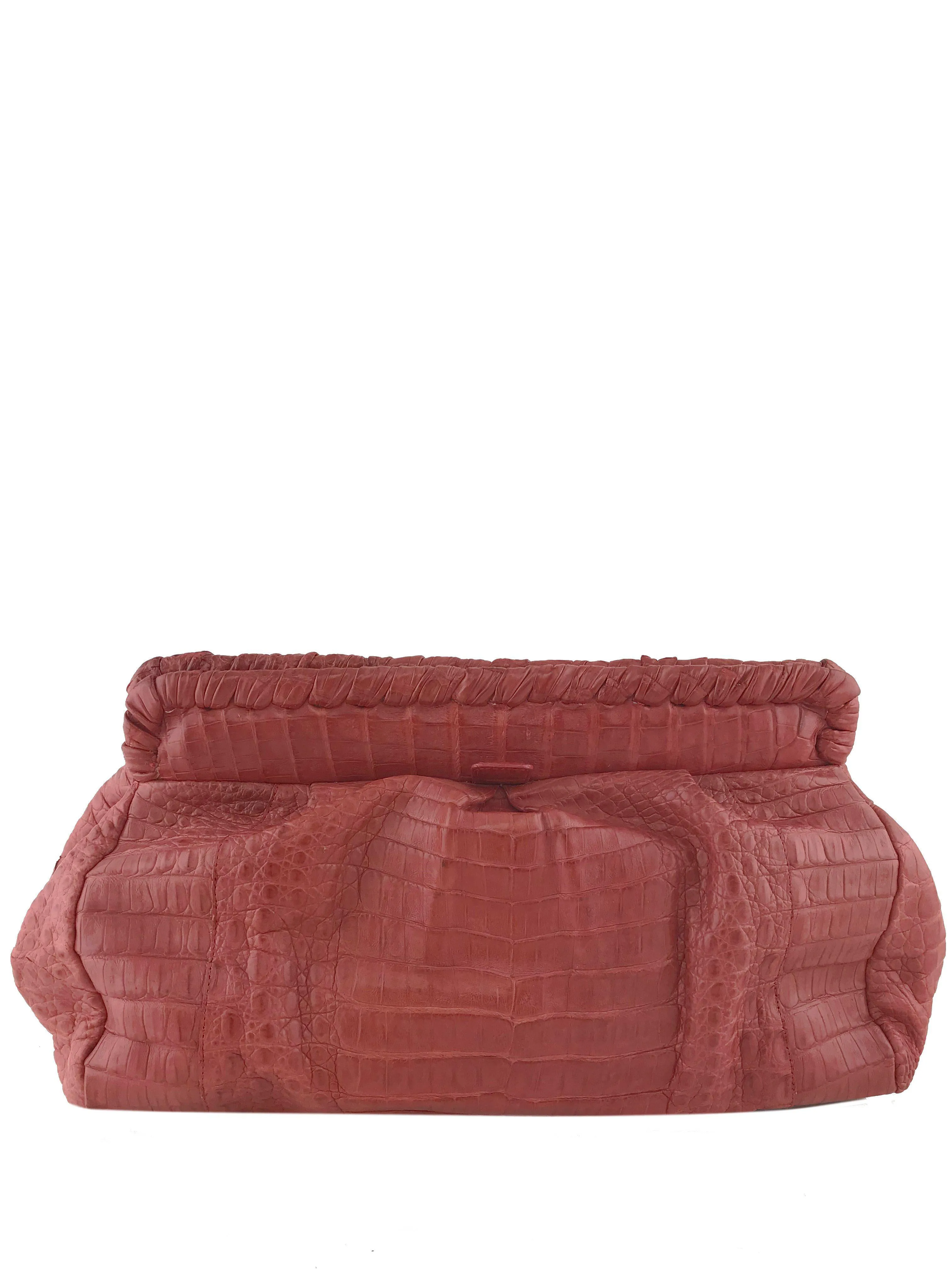 Nancy Gonzalez Crocodile Pleated Oversized Clutch Bag