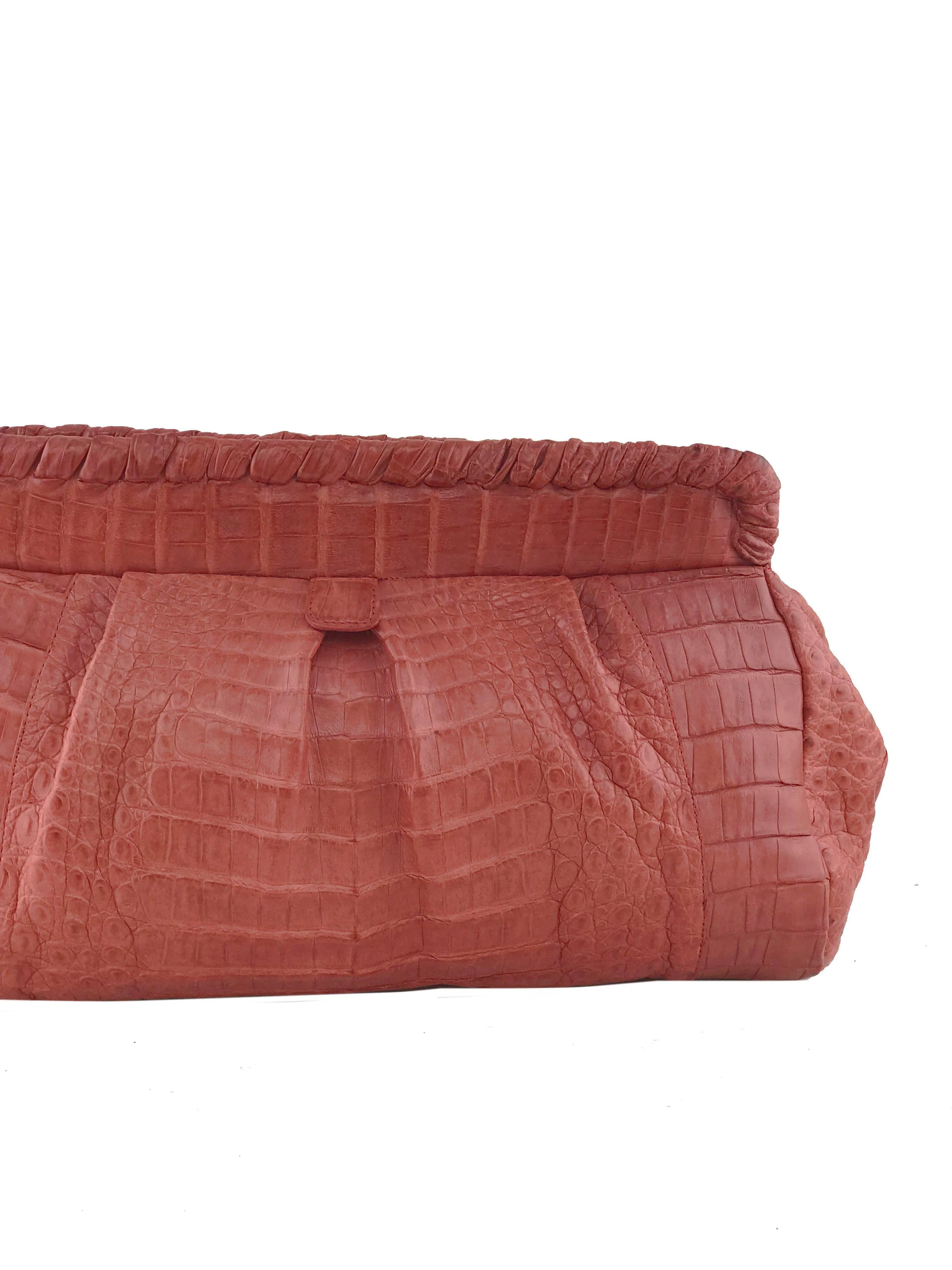 Nancy Gonzalez Crocodile Pleated Oversized Clutch Bag