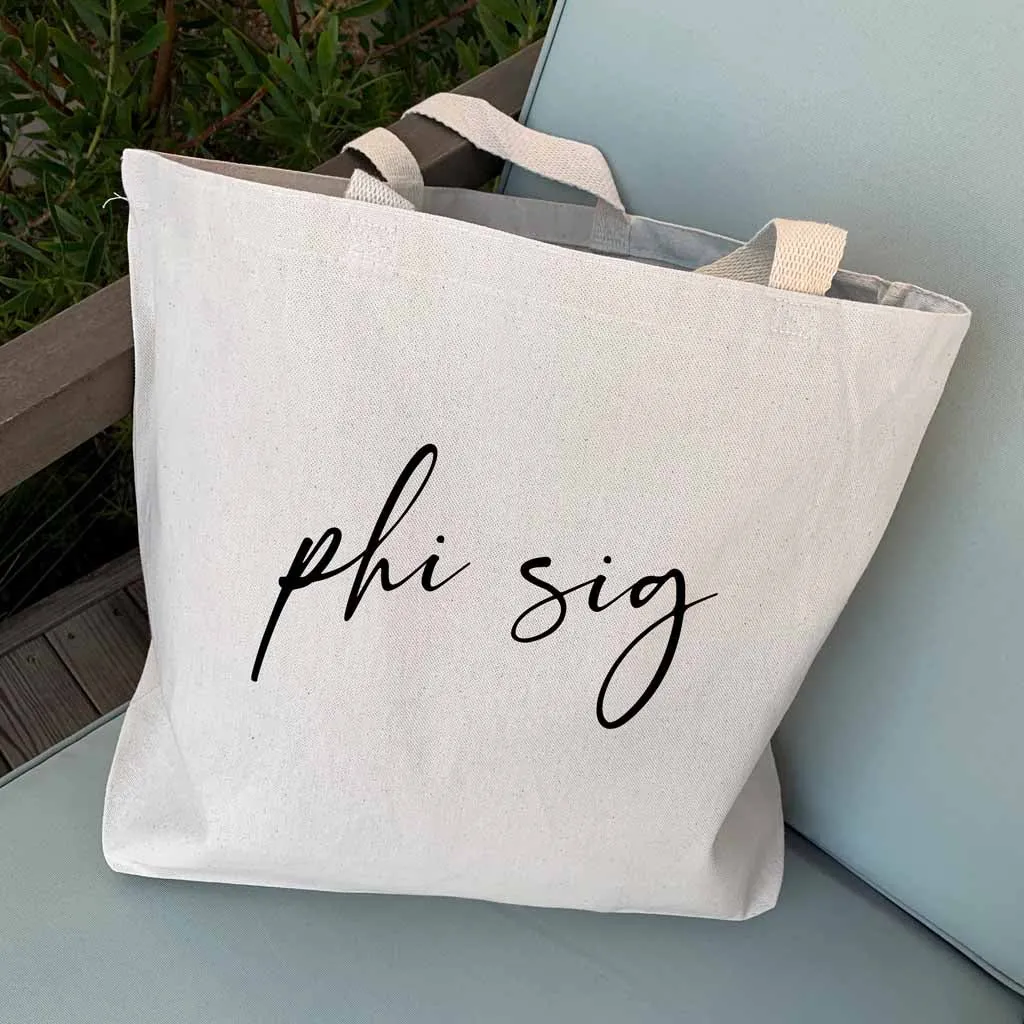 Phi Sigma Sigma Script Writing Nickname Canvas Tote Bag