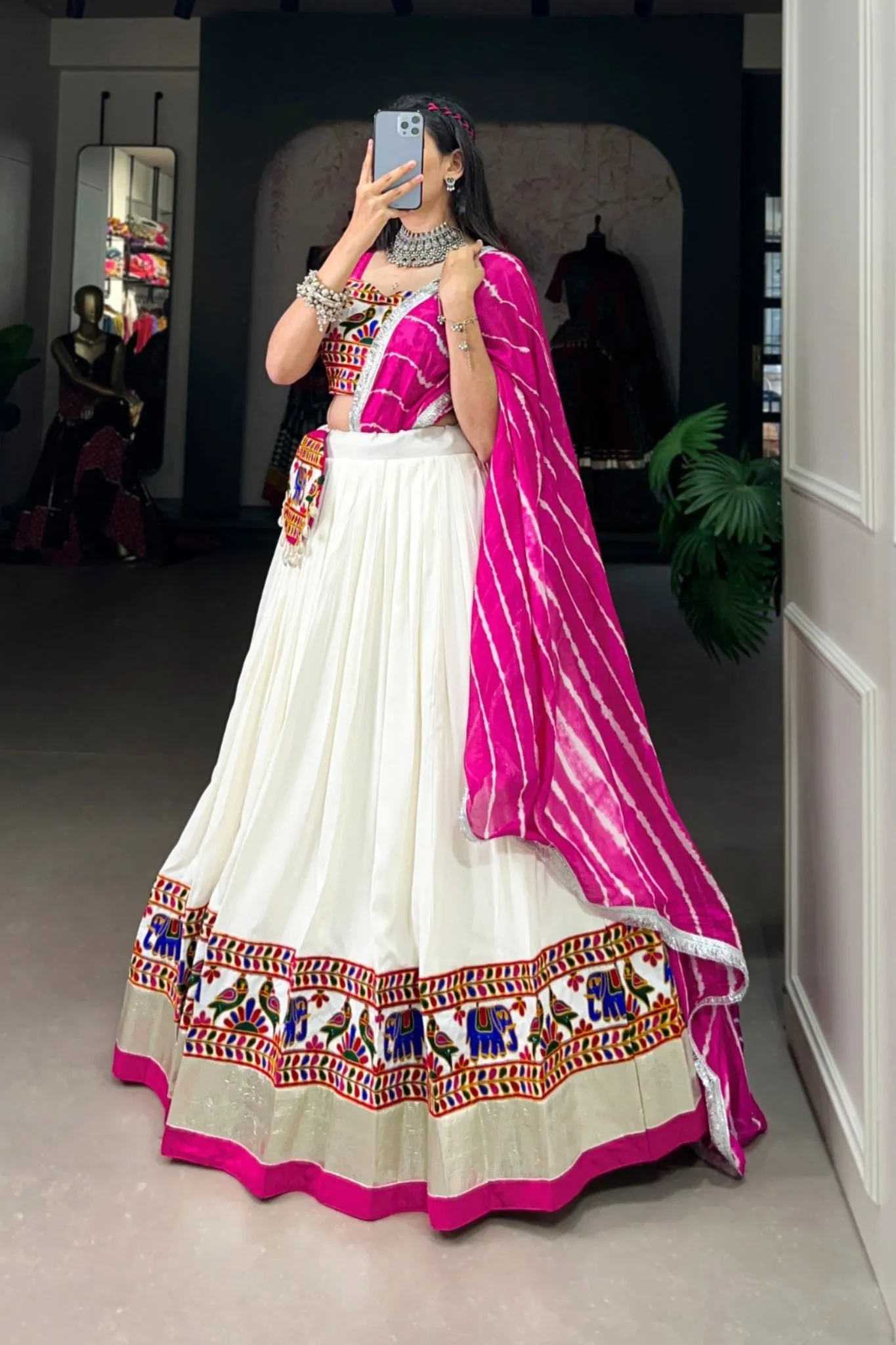 Pure Rayon Navratri Special Gamthi Work Lehenga Choli