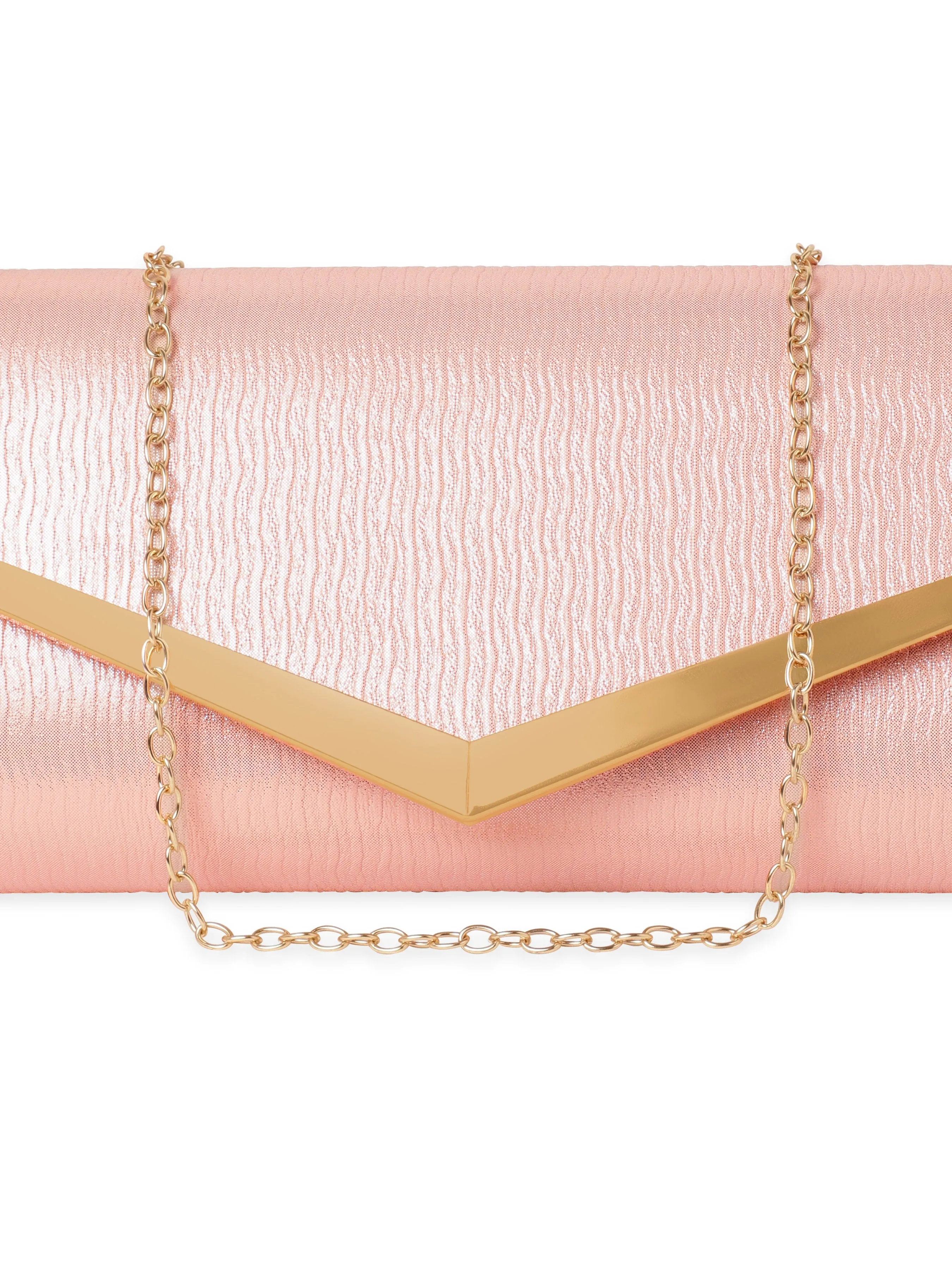 Rubans Elegance in Peach Handcrafted Peach Clutch Bag