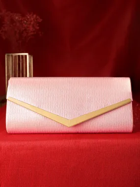 Rubans Elegance in Peach Handcrafted Peach Clutch Bag