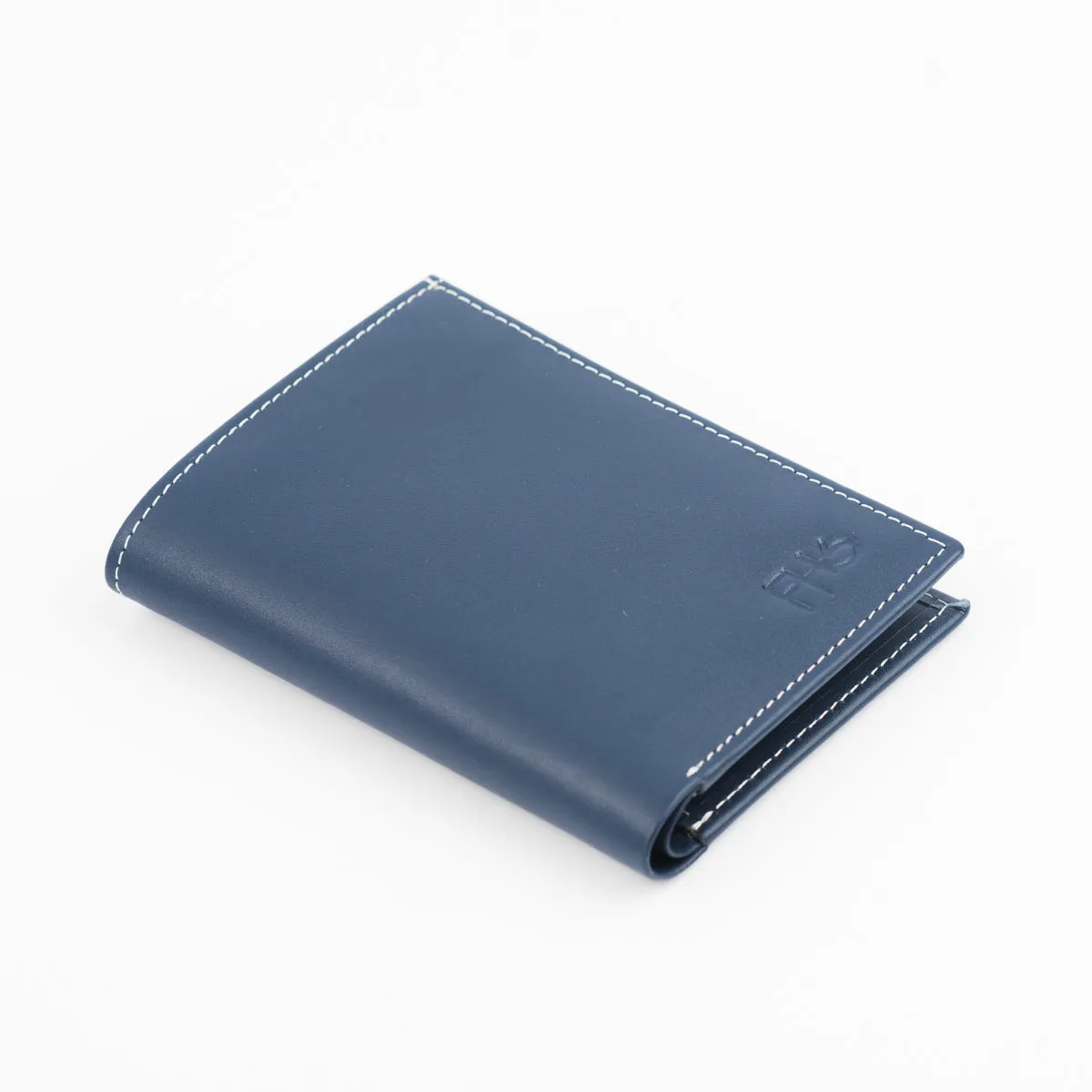 Sleek-Fold Leather Wallet-Navy