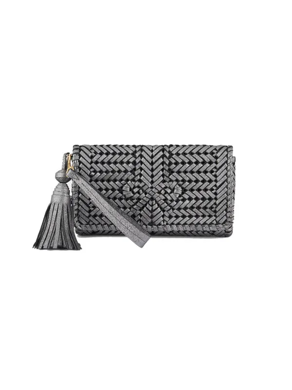 The Neeson Tassel Clutch in Anthracite