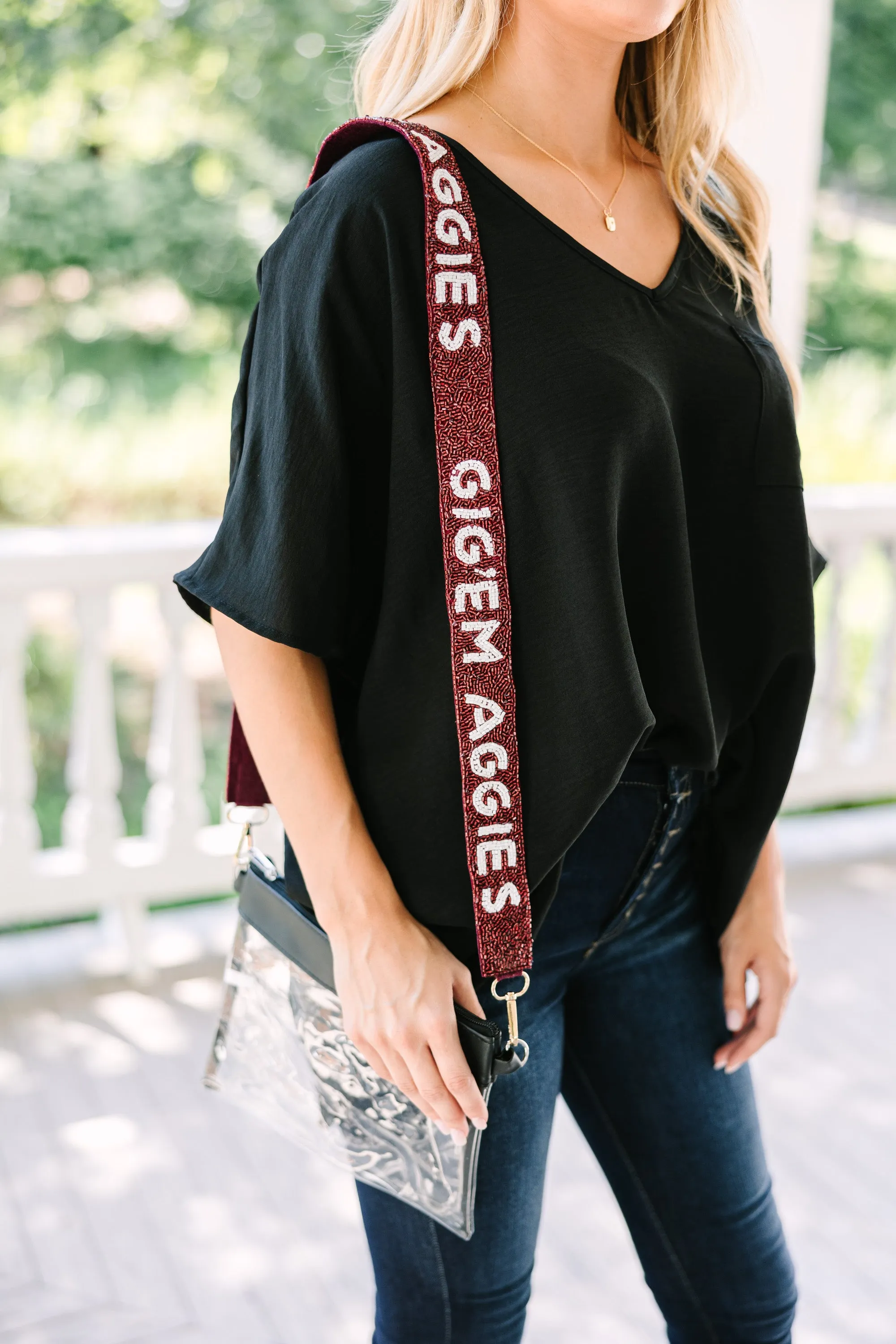 Treasure Jewels: Gameday Maroon Beaded Purse Strap