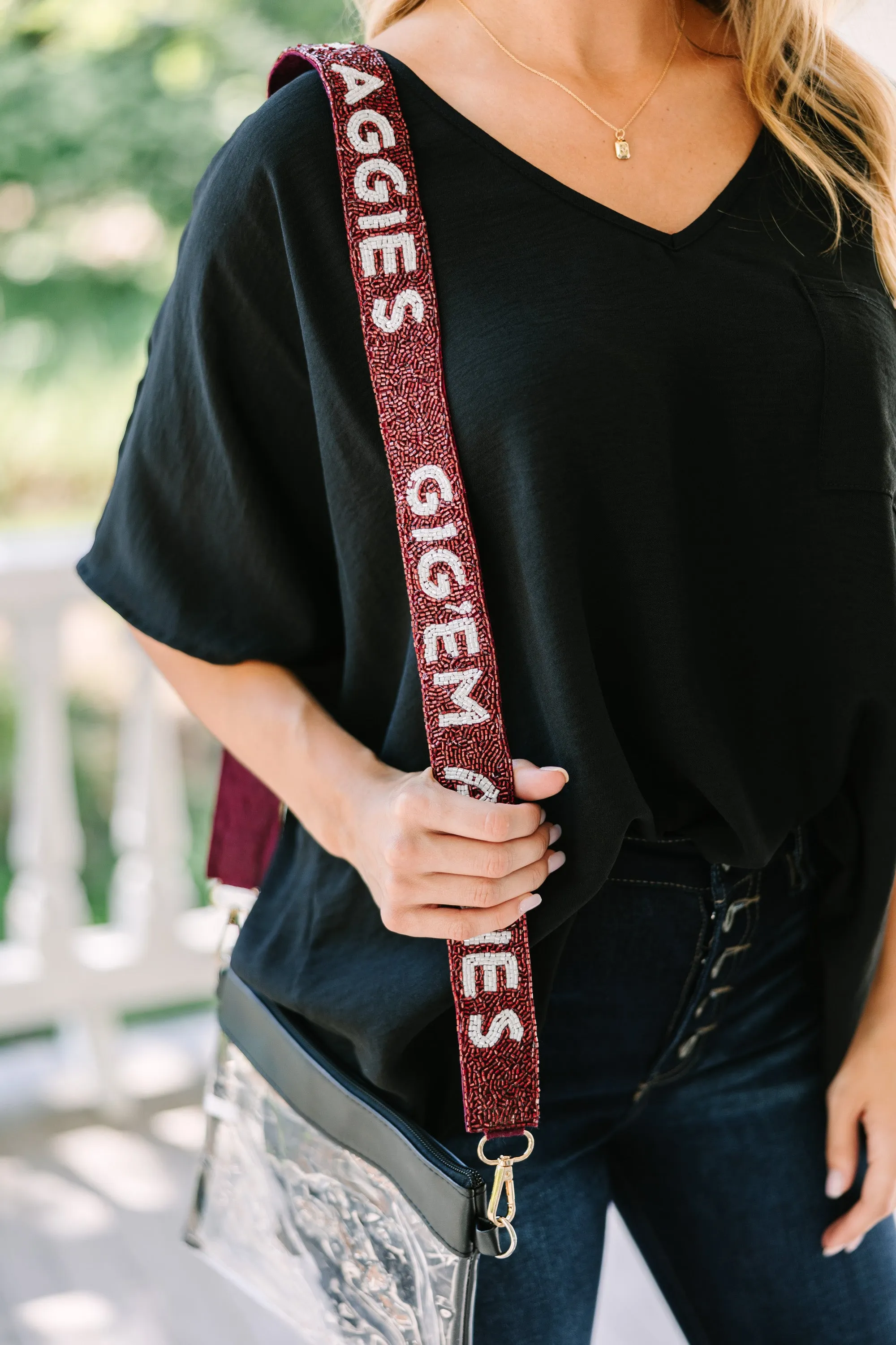 Treasure Jewels: Gameday Maroon Beaded Purse Strap