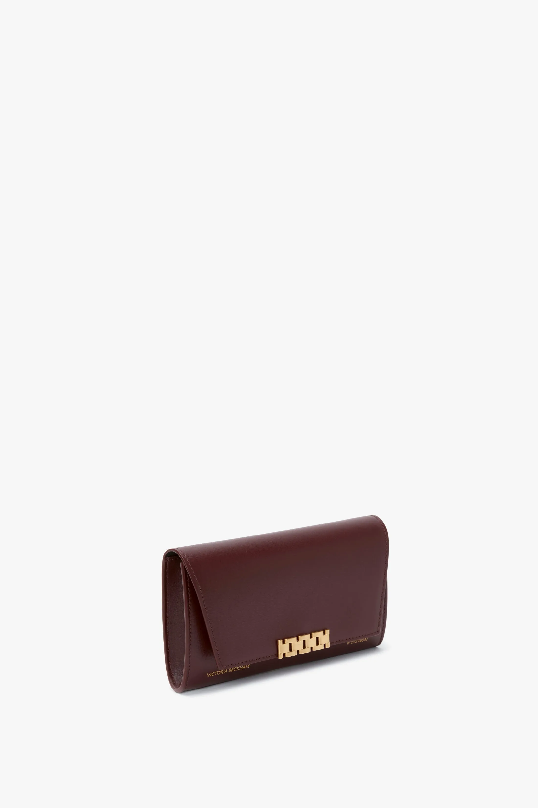 Wallet On Chain In Burgundy Leather