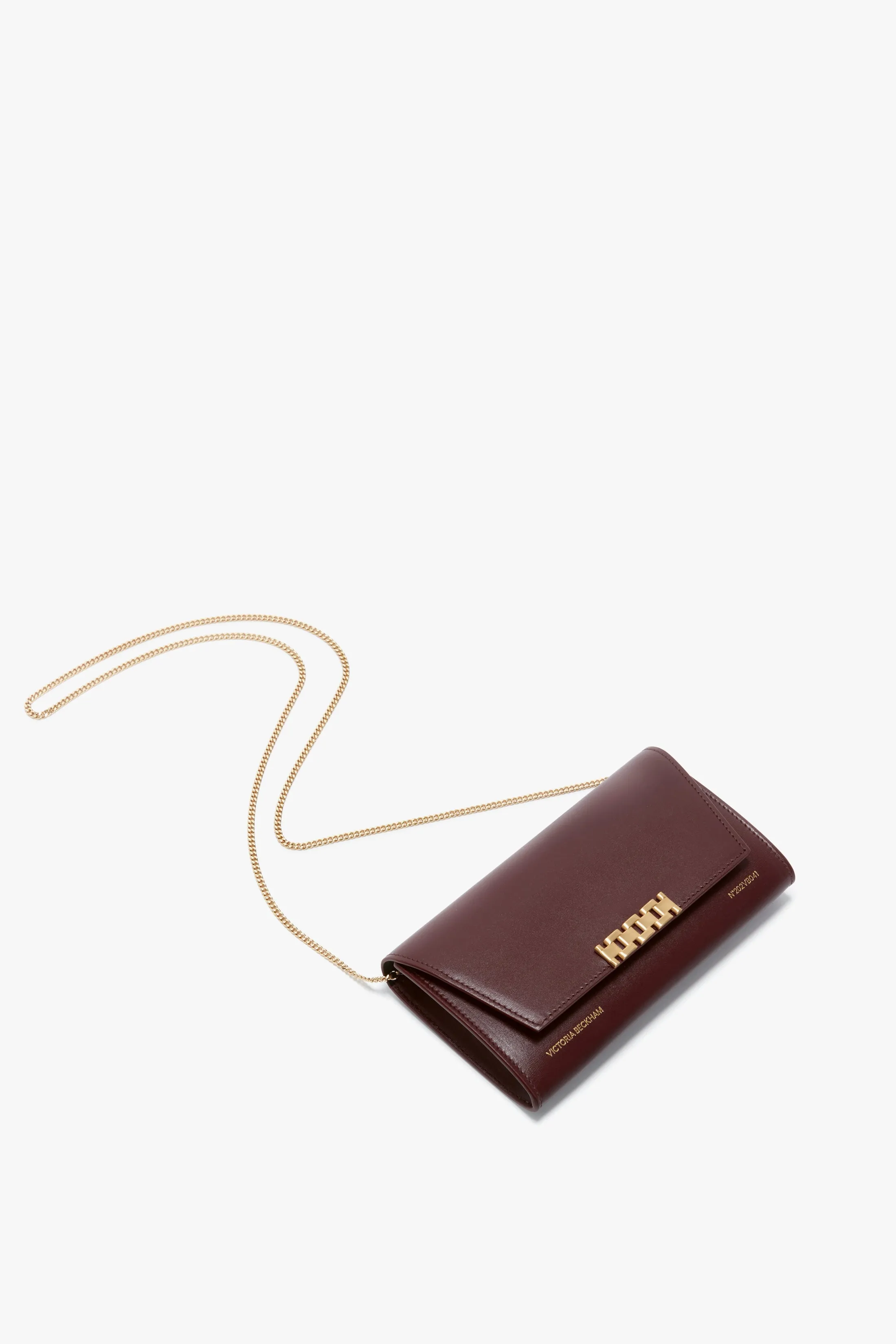 Wallet On Chain In Burgundy Leather