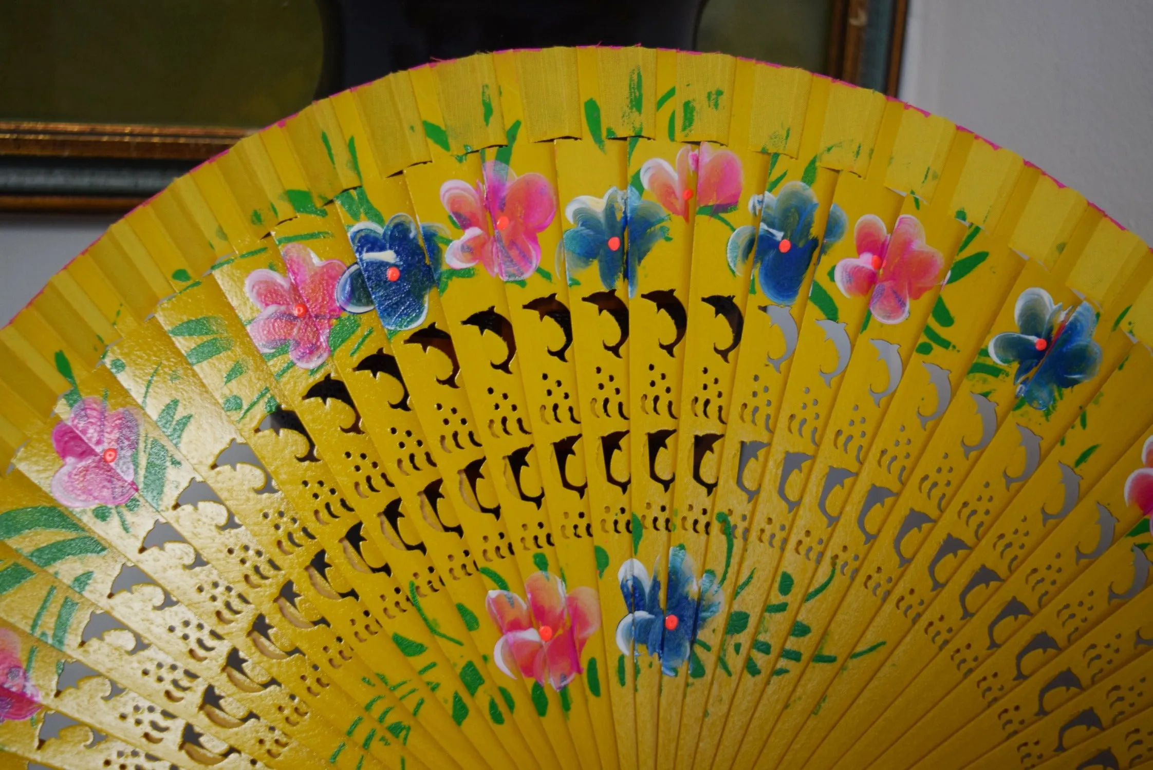 Wooden Hand Fan - Yellow