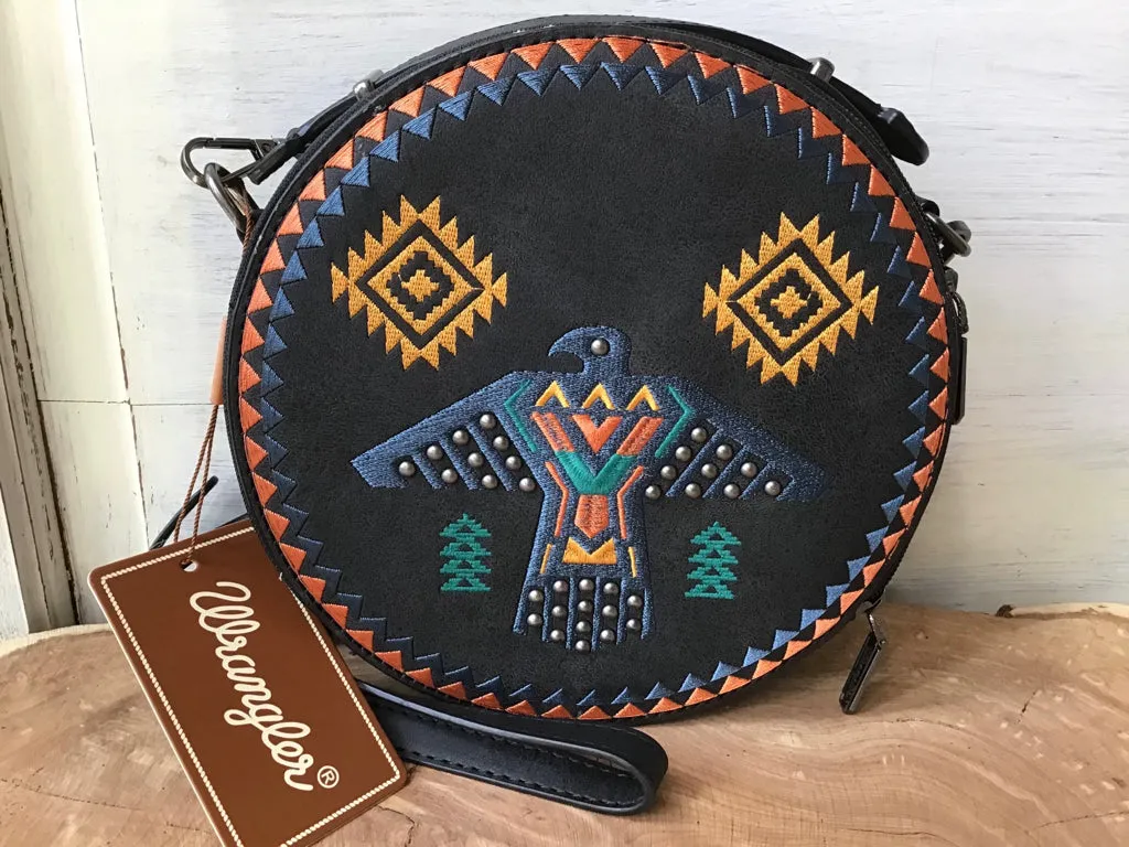 Vintage-Style Wrangler Thunderbird Canteen Crossbody Purse - Boho Southwestern Charm