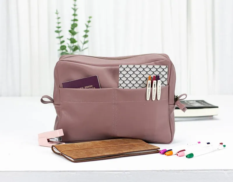 Ydra organizer - Rosy brown leather